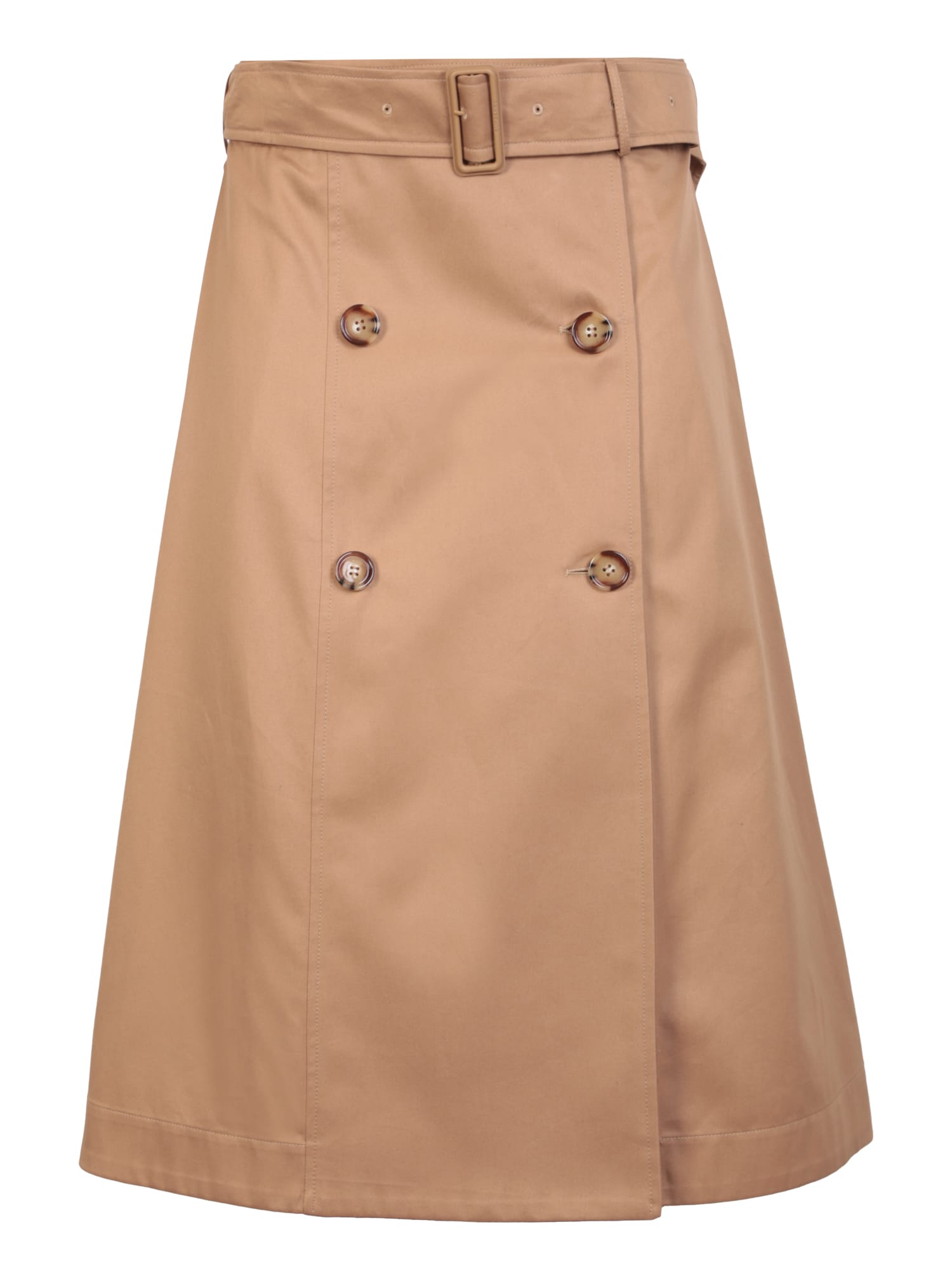 Burberry Midi Flared Skirt In Brown