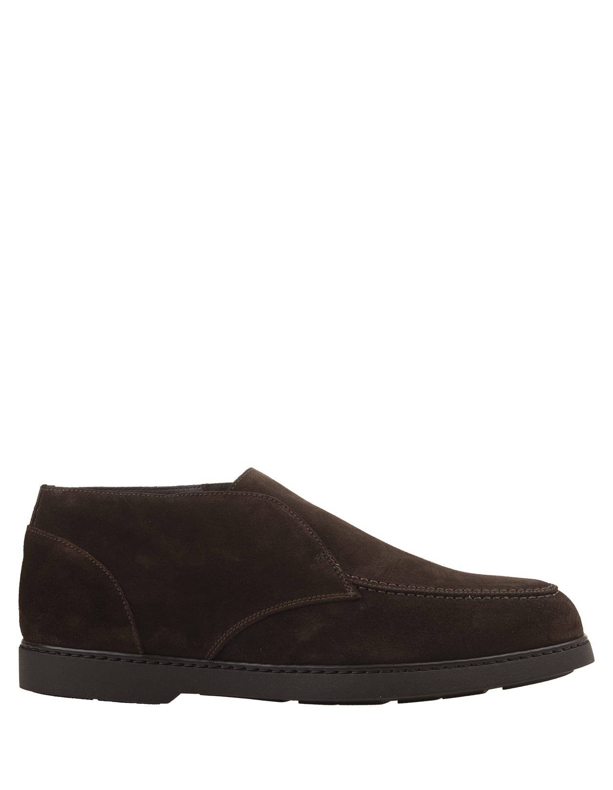 Shop Doucal's Dark Brown Suede Slip-on Ankle Boots