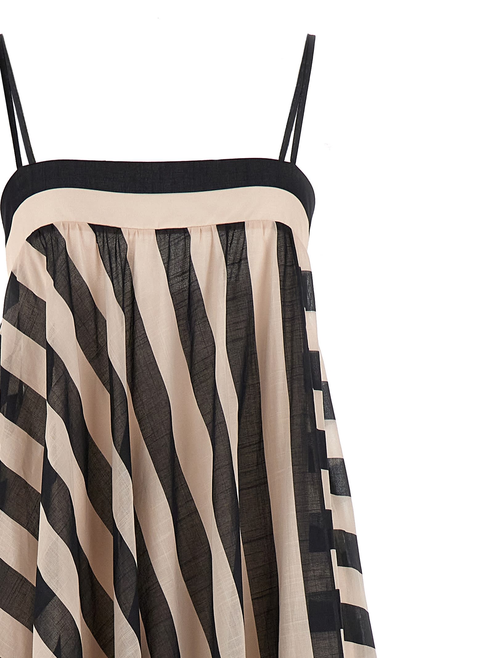 Zimmermann Maxine Stripe Maxi Dress Black/cream Stripe In White/black