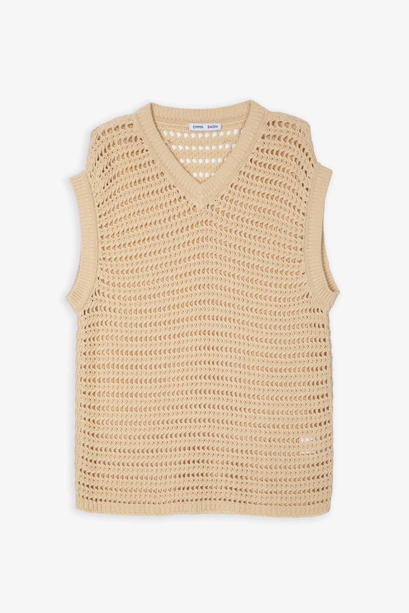 CMMN SWDN Crochet Vest Cut In A Relaxed Fit In 100% Cotton Beige