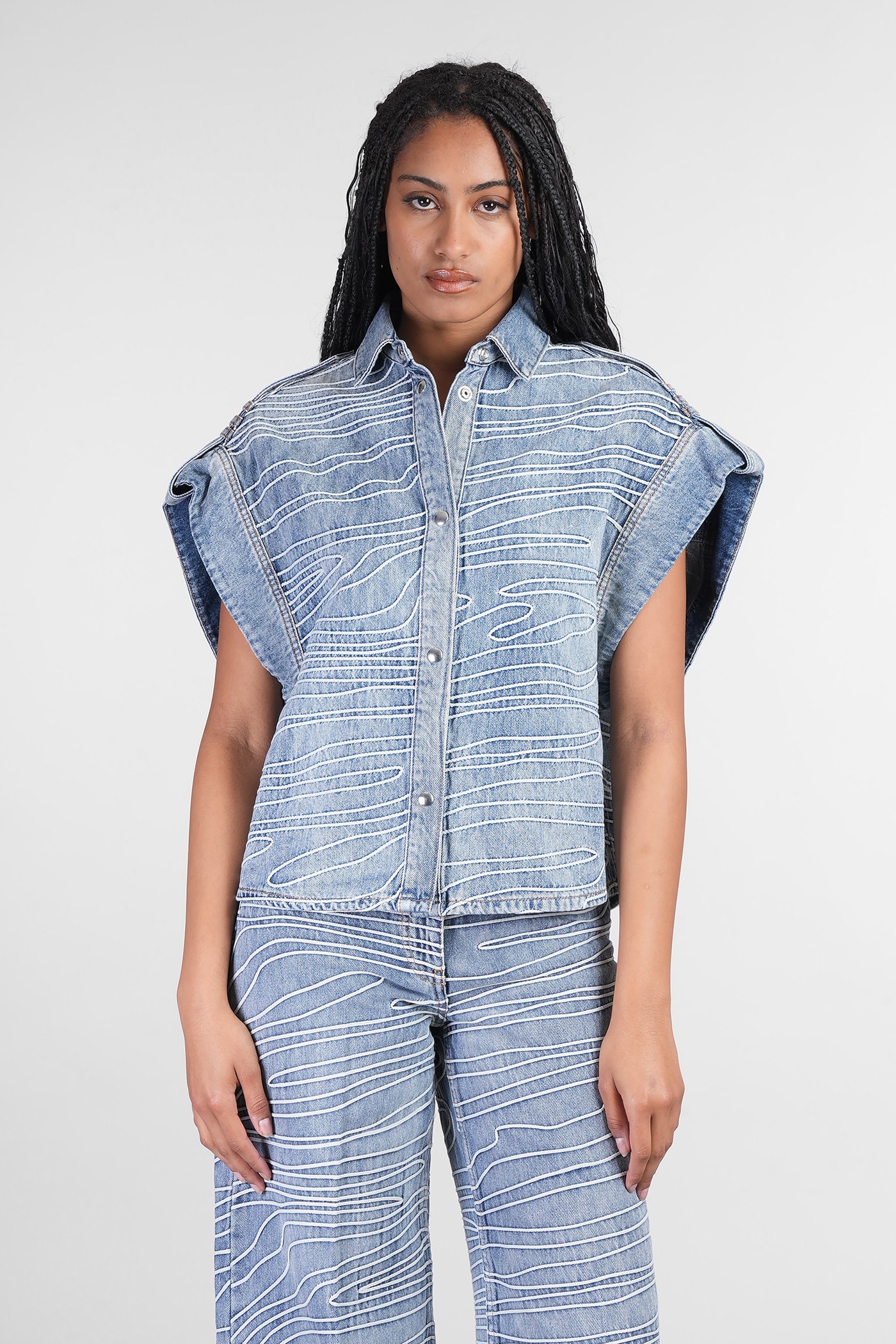 Valentina Vest In Blue Cotton