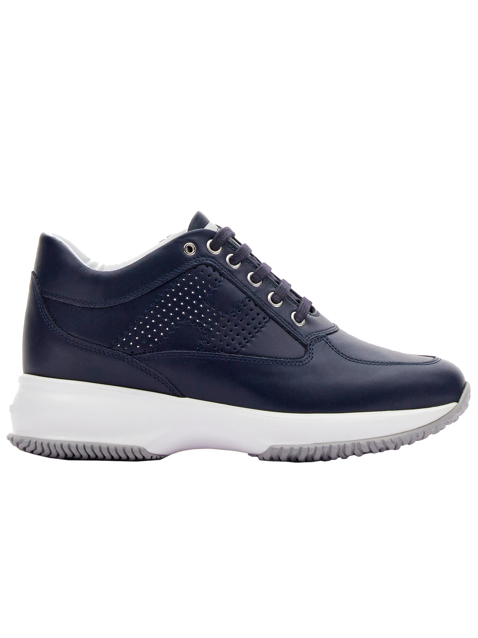 Hogan Blue Leather Interactive Sneakers