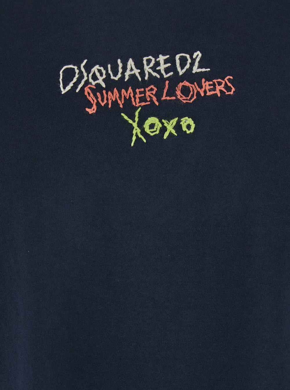 Dsquared2 Blue T Shirt With Round Neck And Embroidered Logo On The Front In Cotton Woman