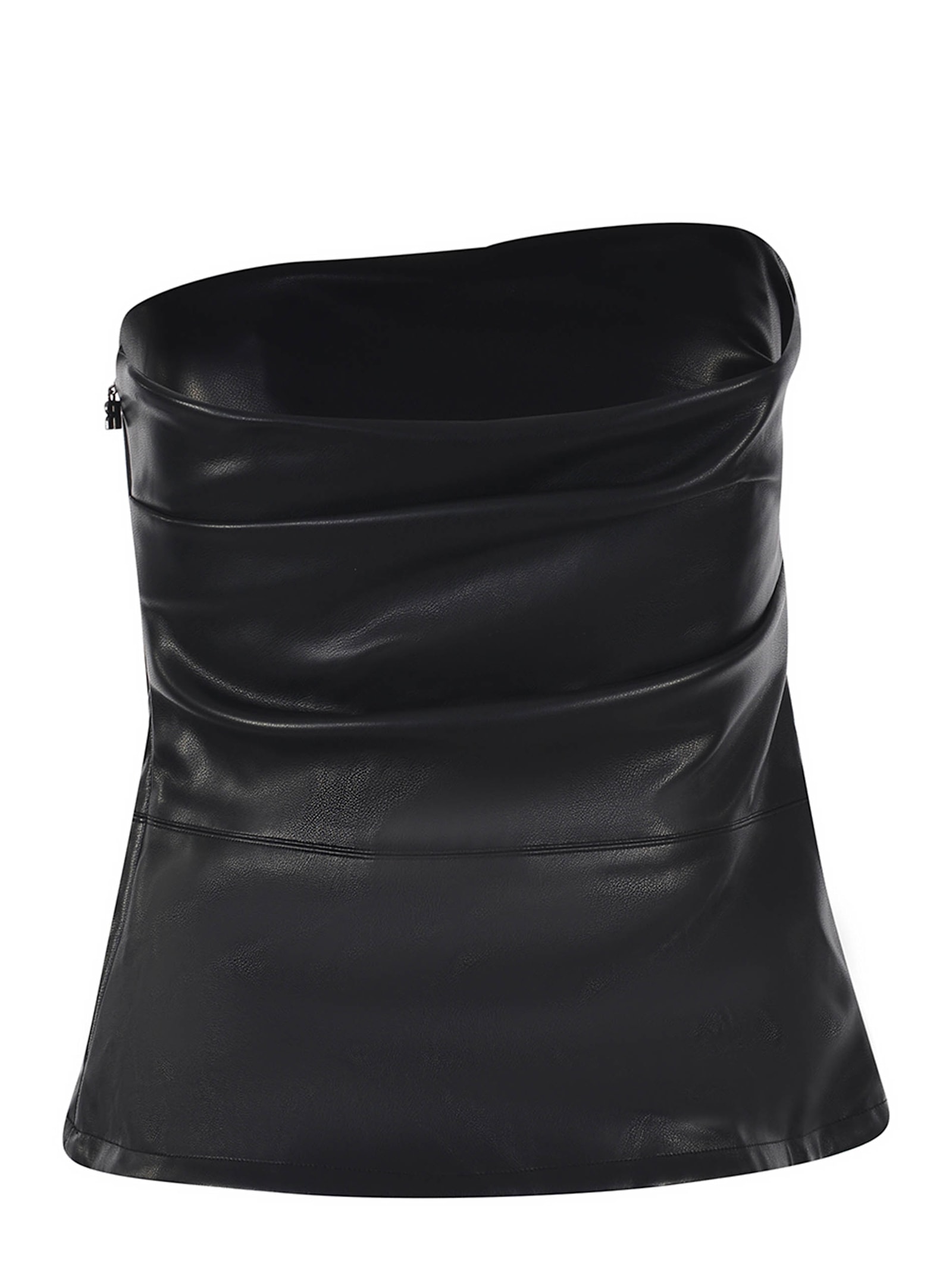 Rotate Birger Christensen Faux Leather Strapless Top In Black