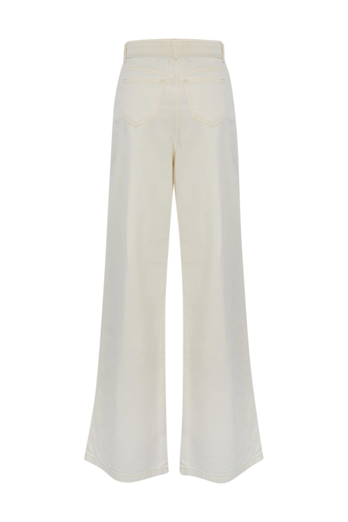 Shop Twinset Wide Leg Jeans With Logo Belt In Denim Bianco