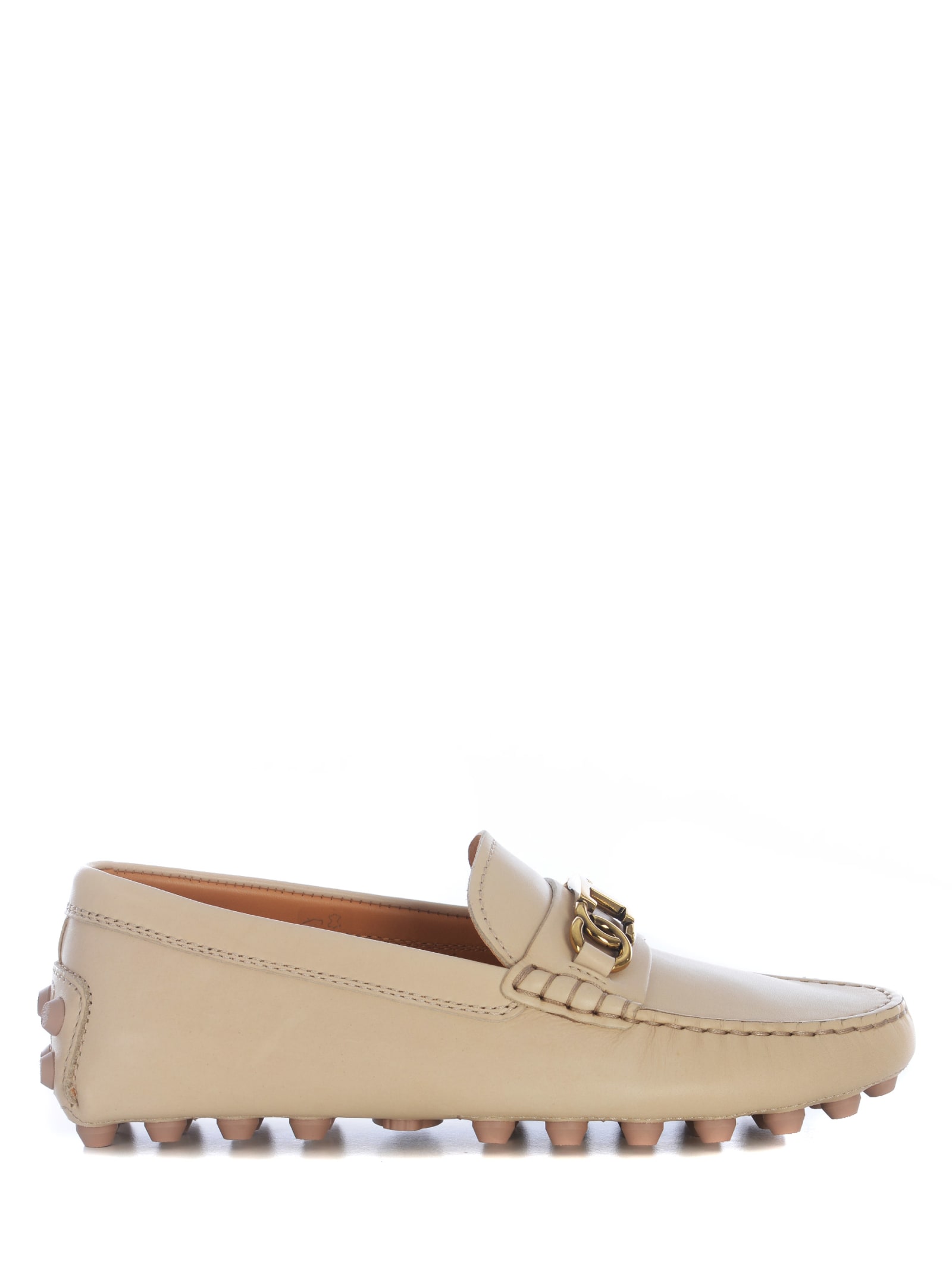 Shop Tod's Mocassins Tods Bubble Made Of Leather In Beige