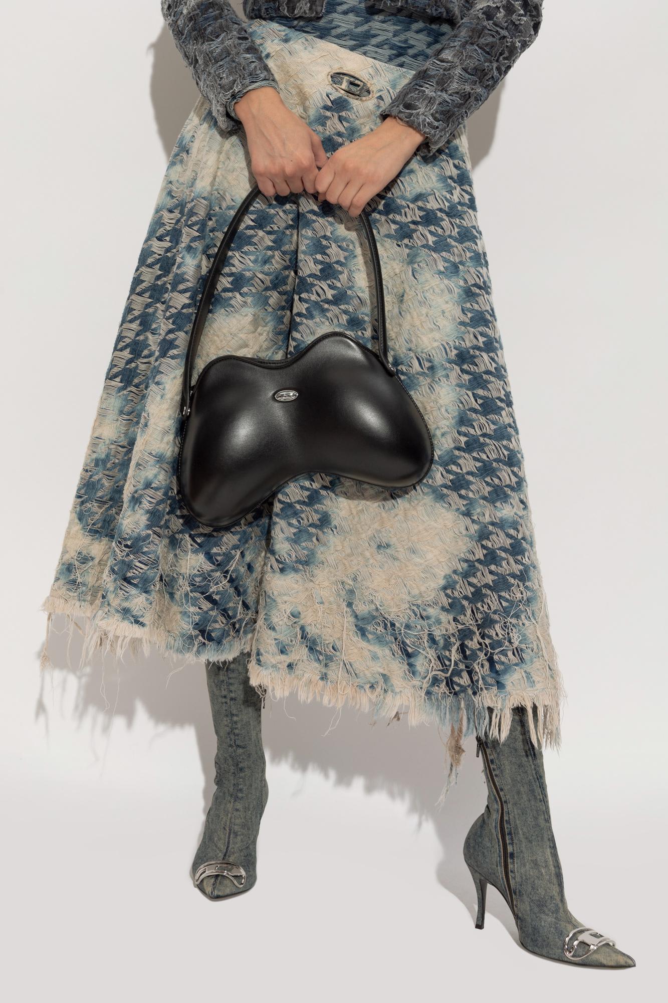 Diesel Double-d-shoulder Bag In Pu In Black