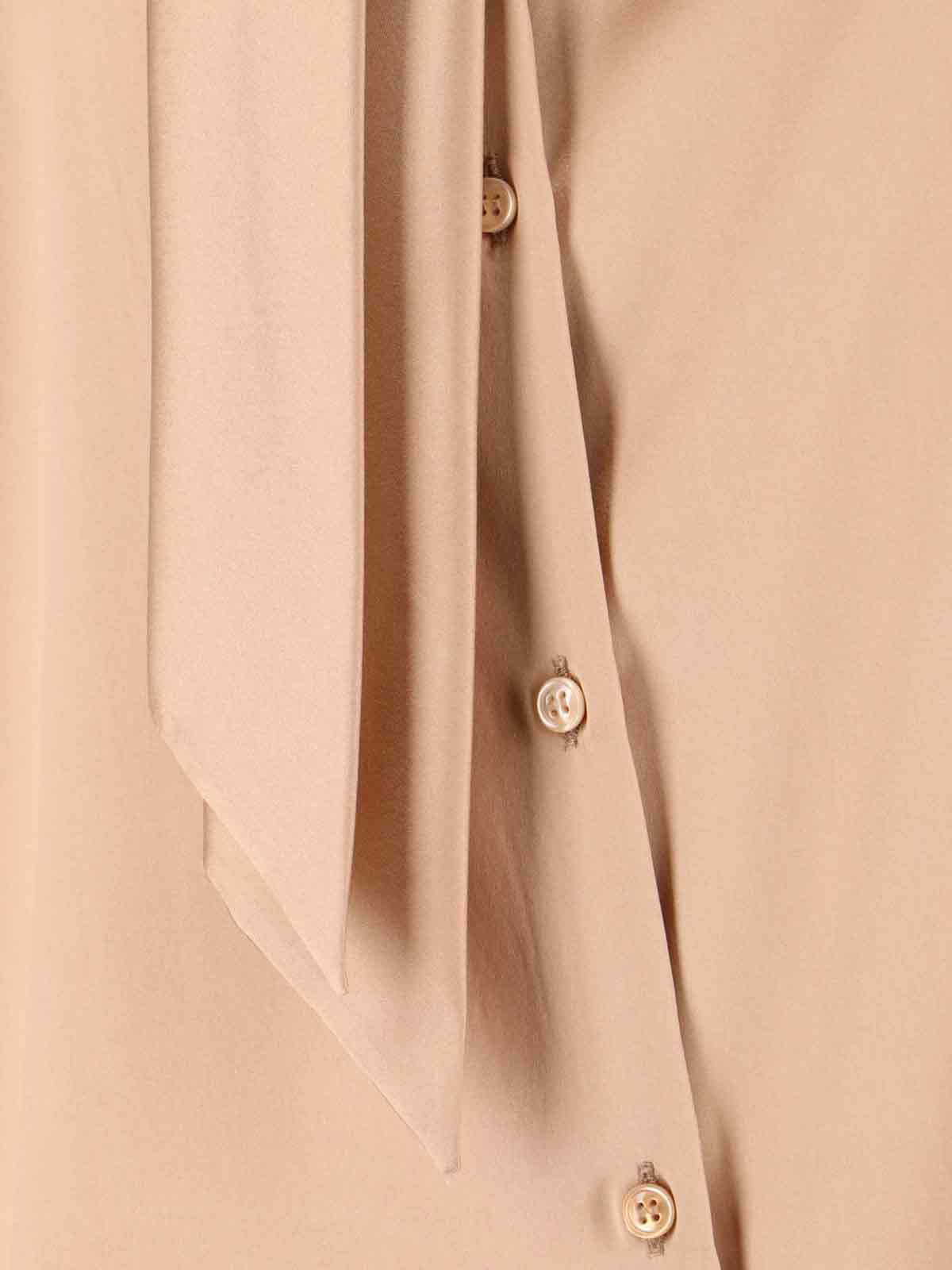 Ermanno Scervino Satin Long Sleeve Top With Bow Detail In Neutral