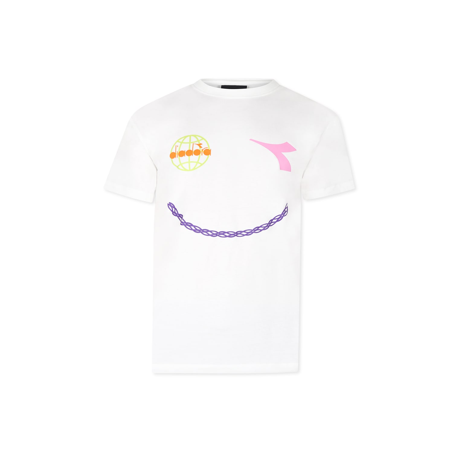 Shop Diadora Ivory T-shirt For Girl With Smiley