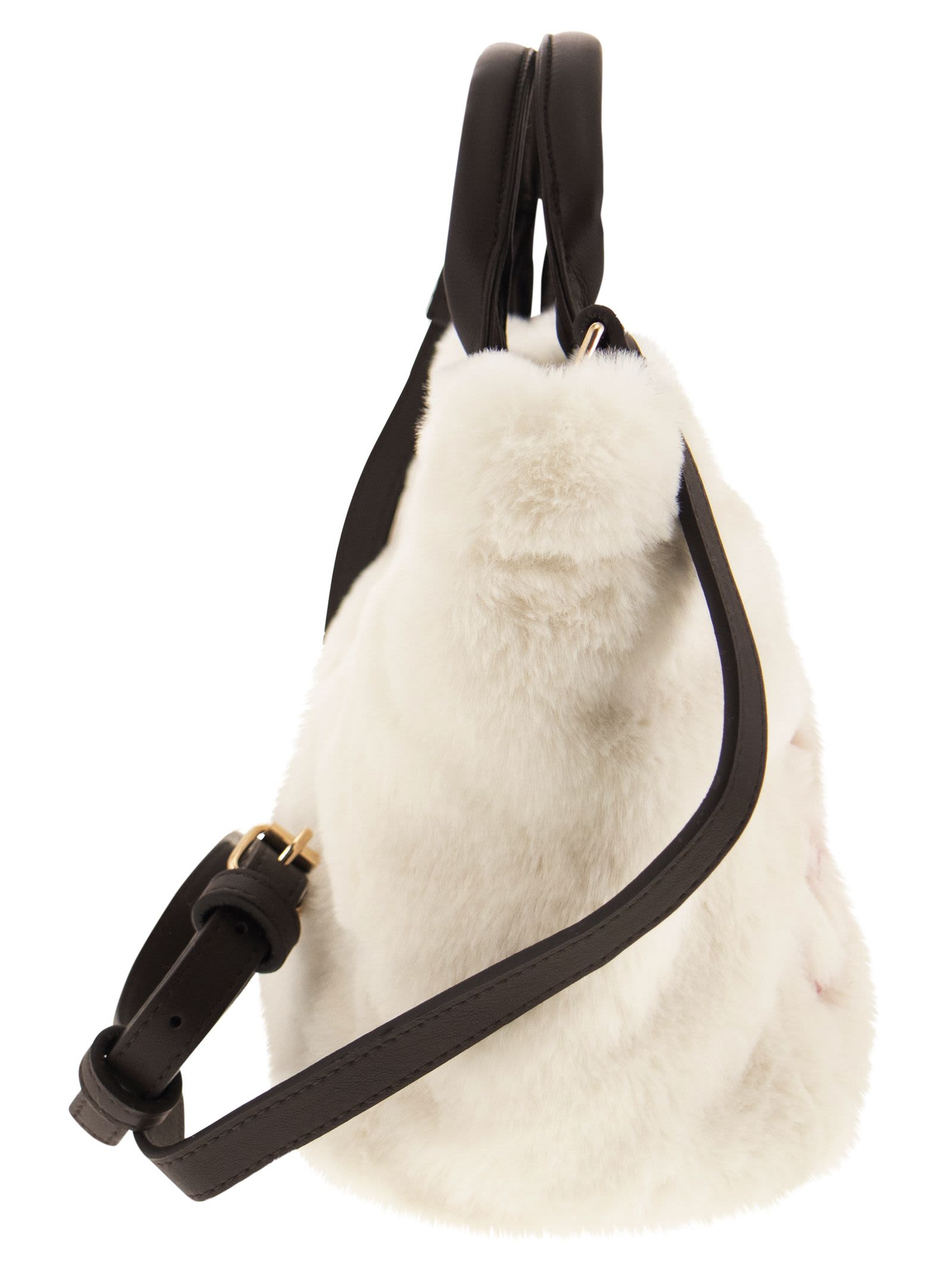 Shop Mc2 Saint Barth Soft And Furry Mini Vanity Bag In Milk