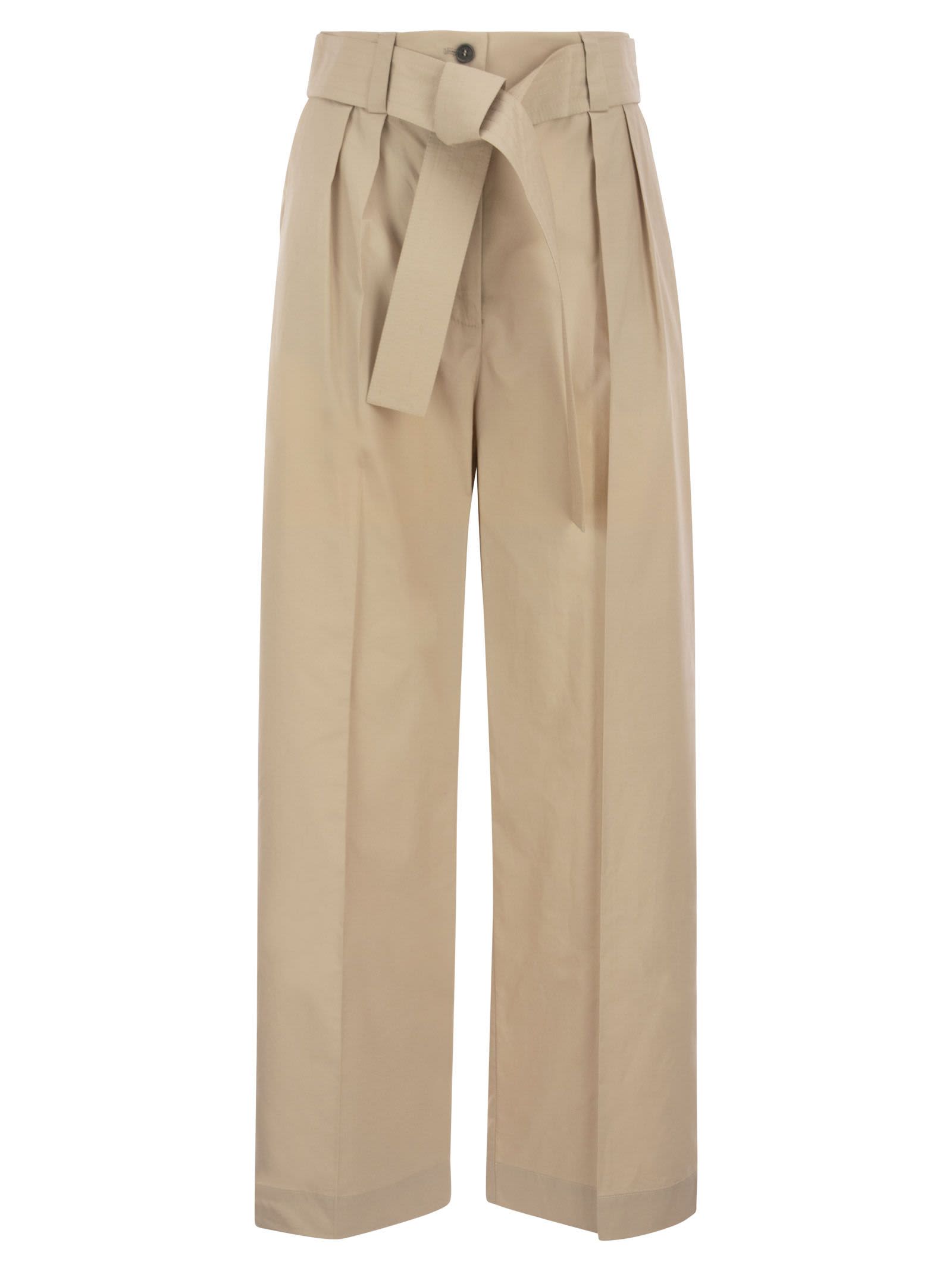 WOOLRICH WIDE COTTON TROUSERS WITH MATCHING BELT