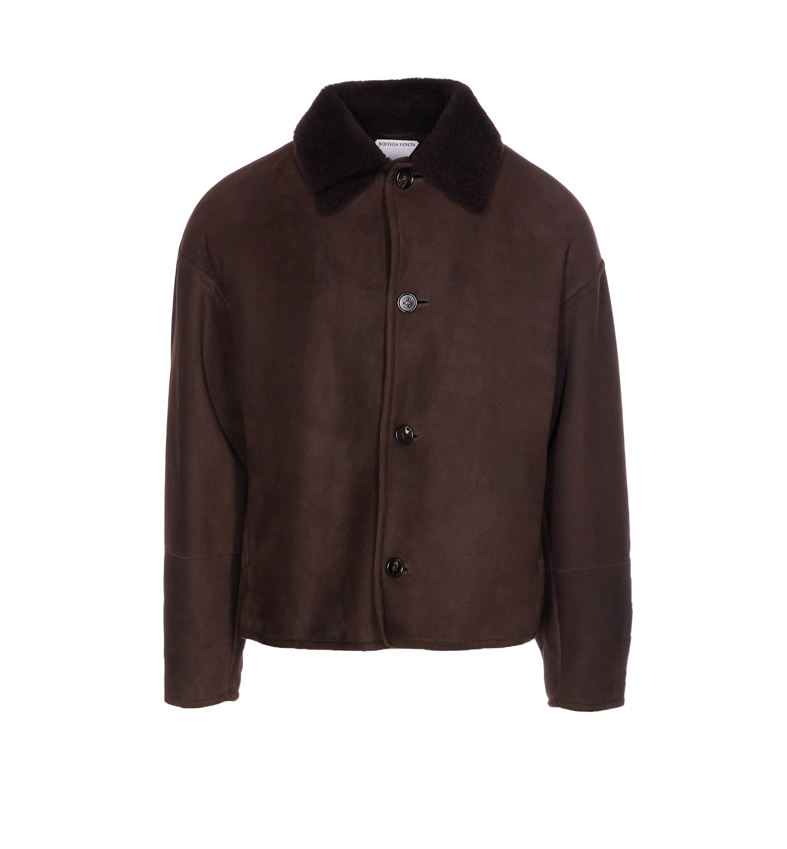 Bottega Veneta Men Merino Wool Shearling Jacket In Brown
