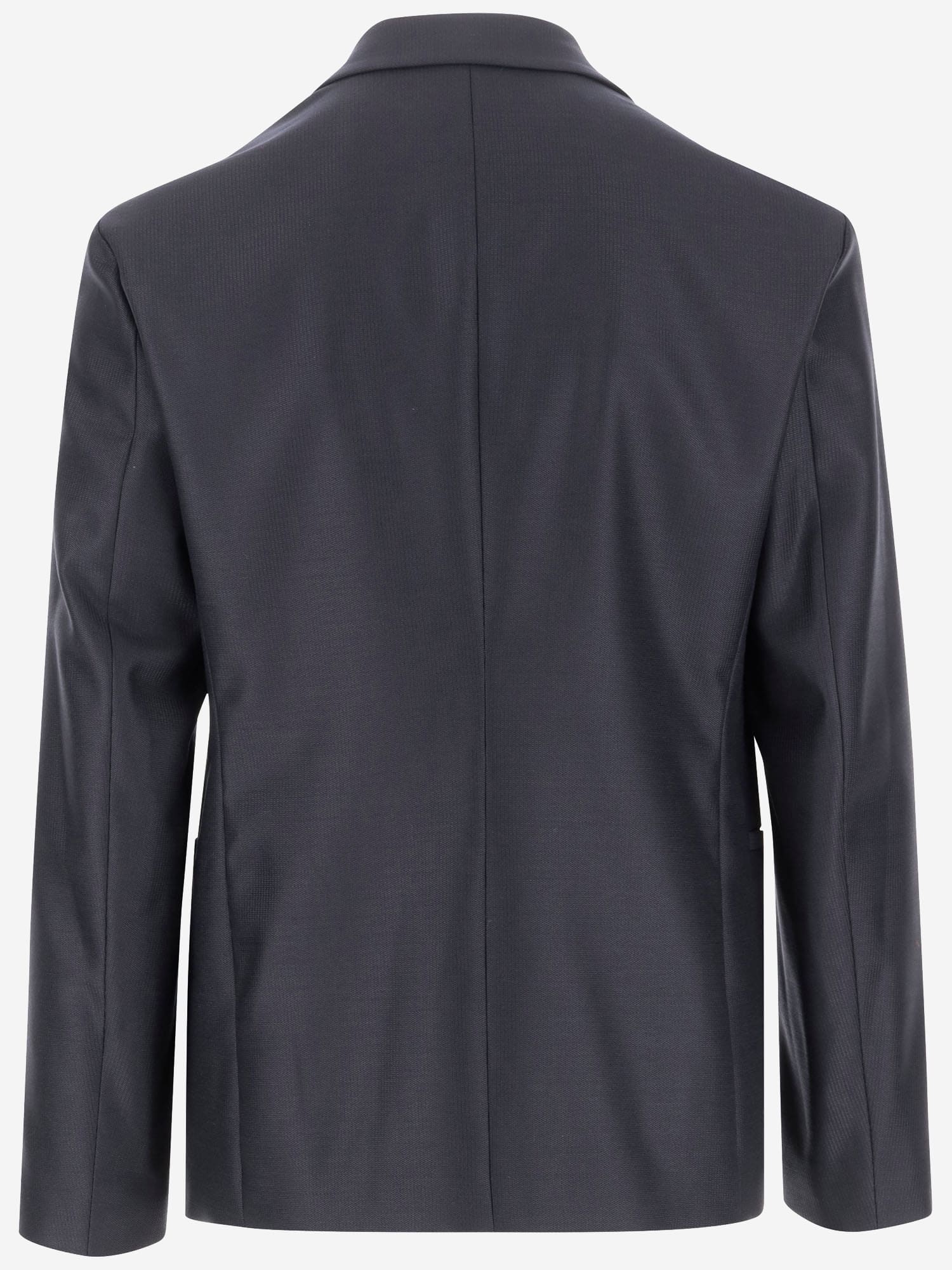 Shop Giorgio Armani Single-breasted Virgin Wool Jacket In Black