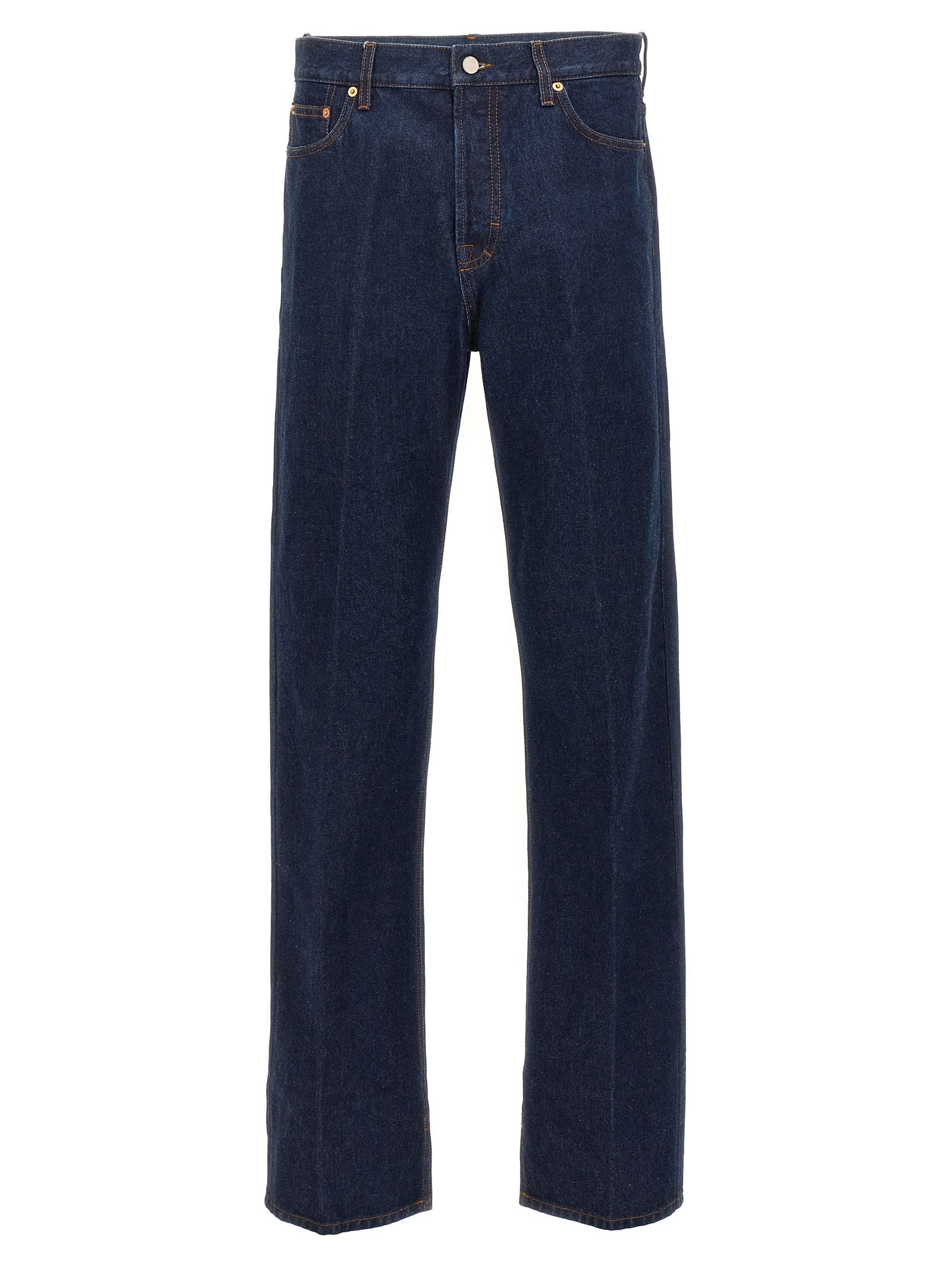 Shop Gucci Stretched Pleated Jeans In Blue