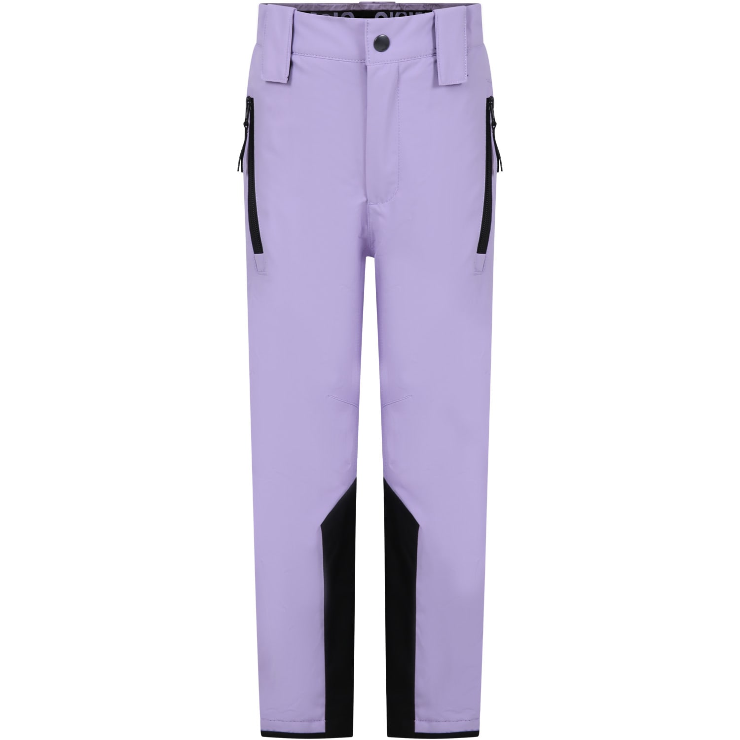 Molo Kids' Purple Trousers For Baby Girl With Print And Logo In Violet