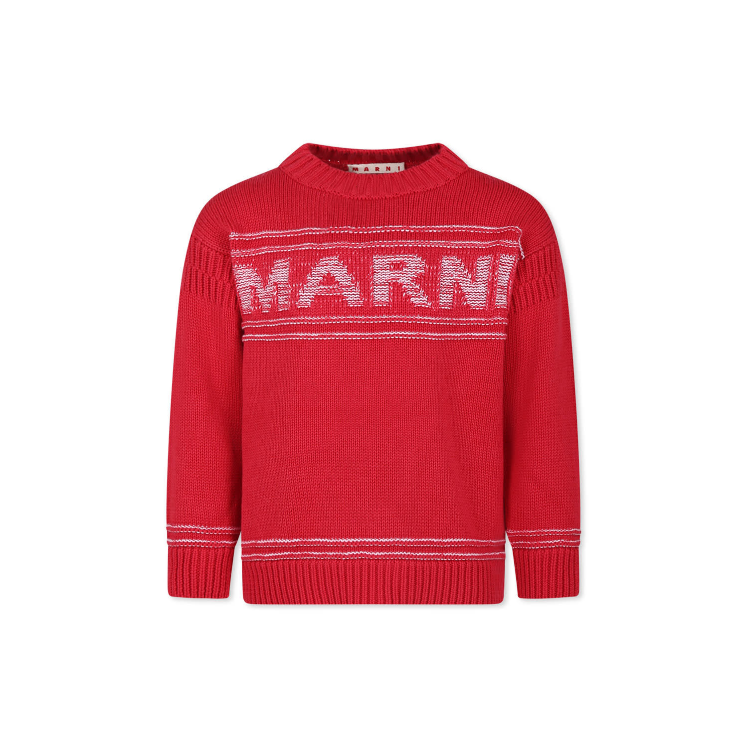 Marni Red Sweater For Kids With Logo
