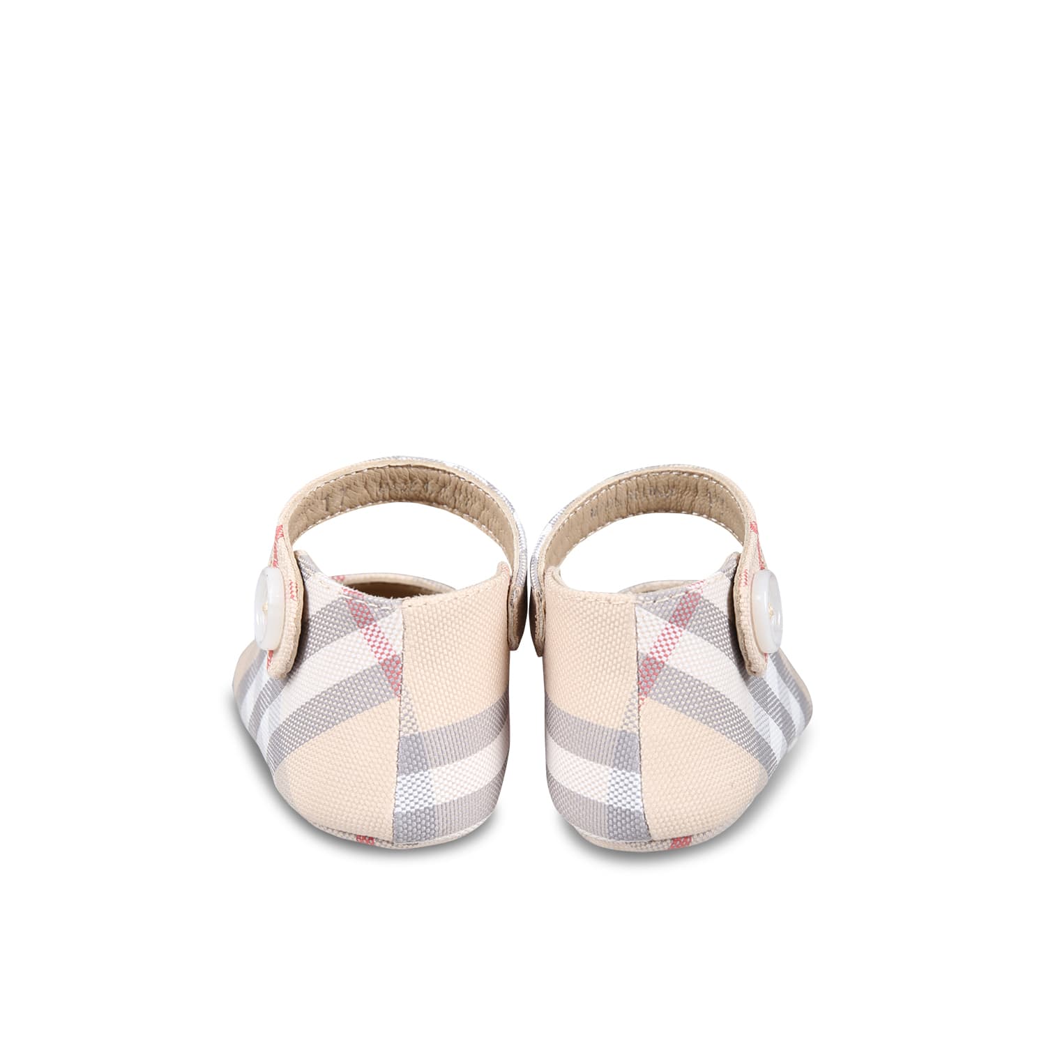 Shop Burberry Beige Mary Jane Ballet Flats For Baby Girl Vintage Check In Pale Stone