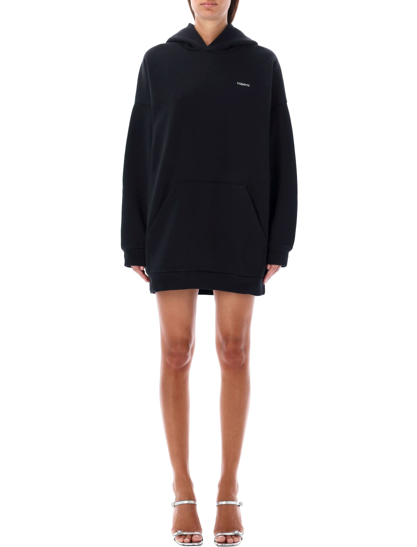 Shop Coperni Horn Hooded Dress In Black