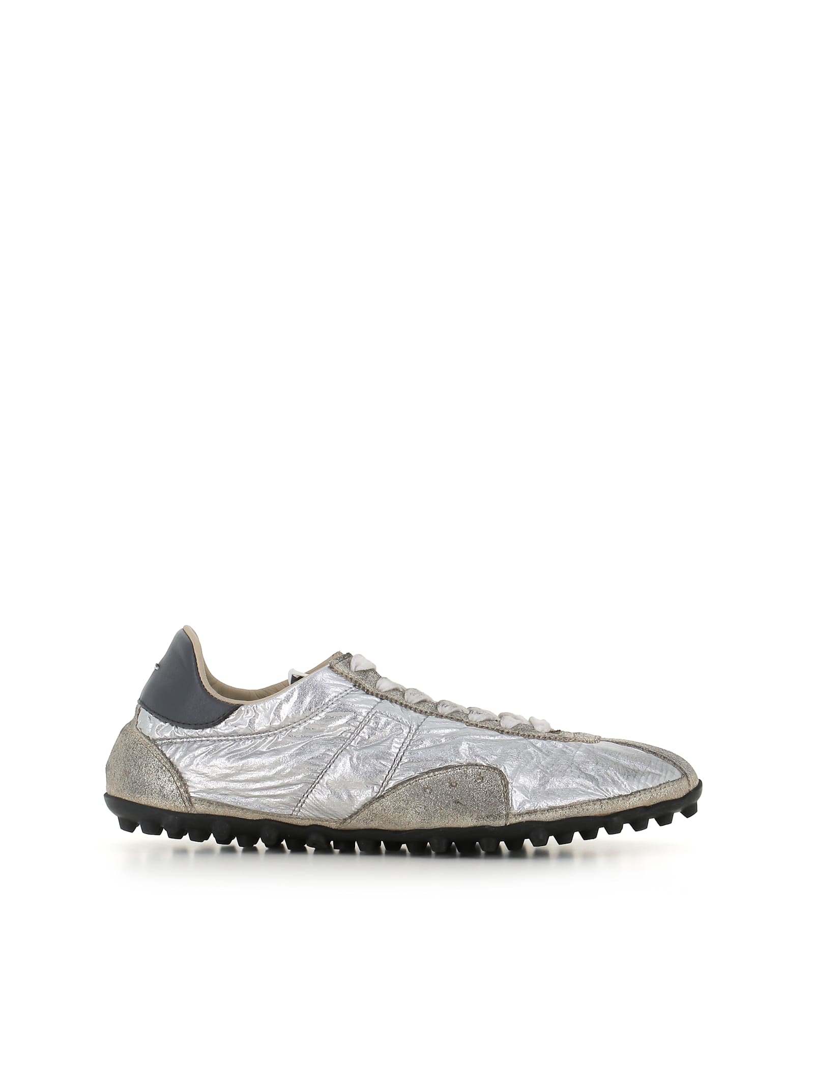 Maison Margiela Sprinters Nylon And Leather Low-top Sneakers In Silver