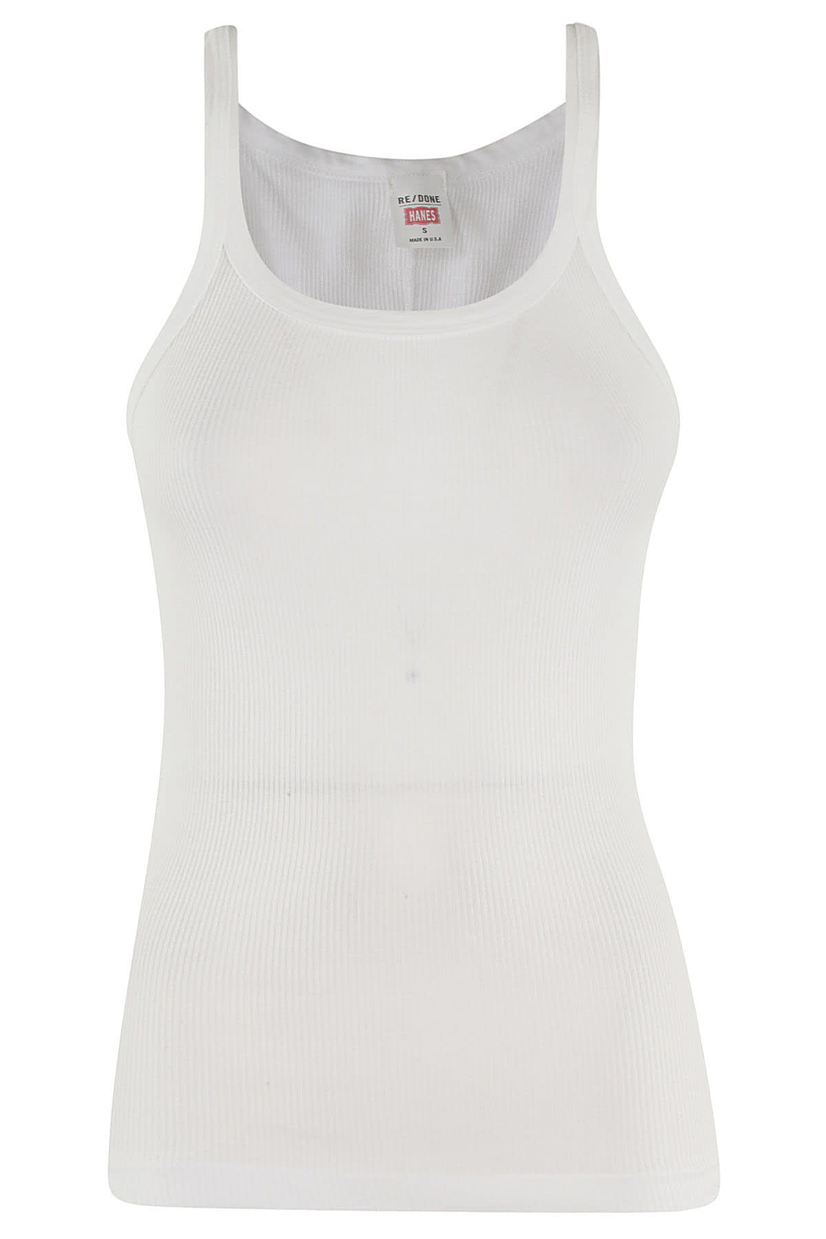 Re/done Ribbed Tank In Optic White