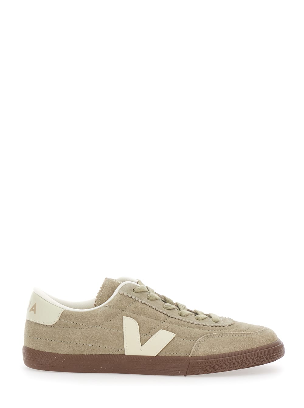 panenka Beige Low Top Sneakers With Logo Patch On The Side And Contrasting Heel With Logo Lettering In Leather Unisex