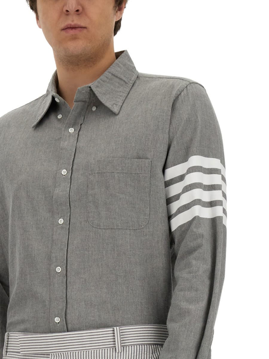 Shop Thom Browne Button Down Shirt In Grey