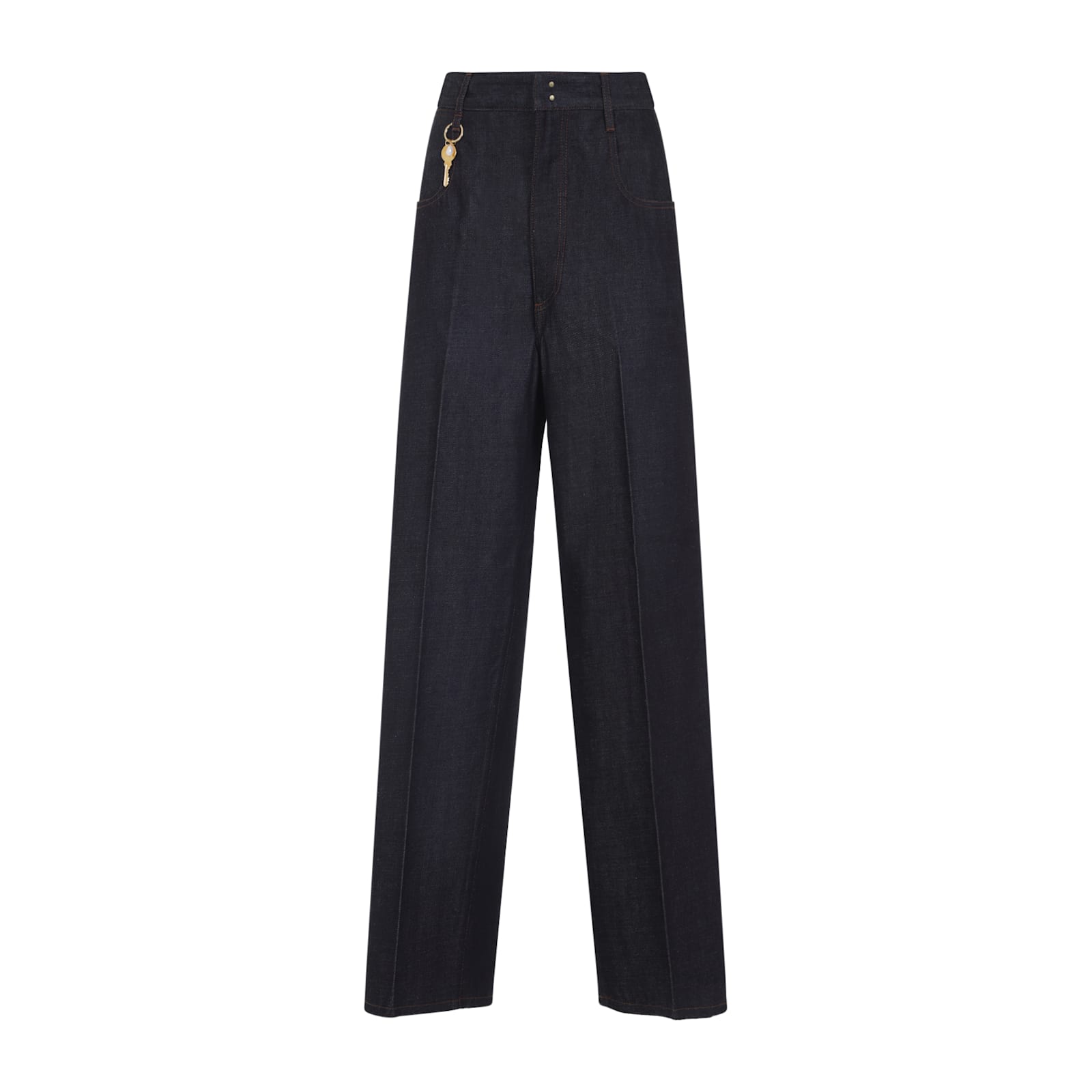 Carven Key Charm Straight-leg Jeans In Blue