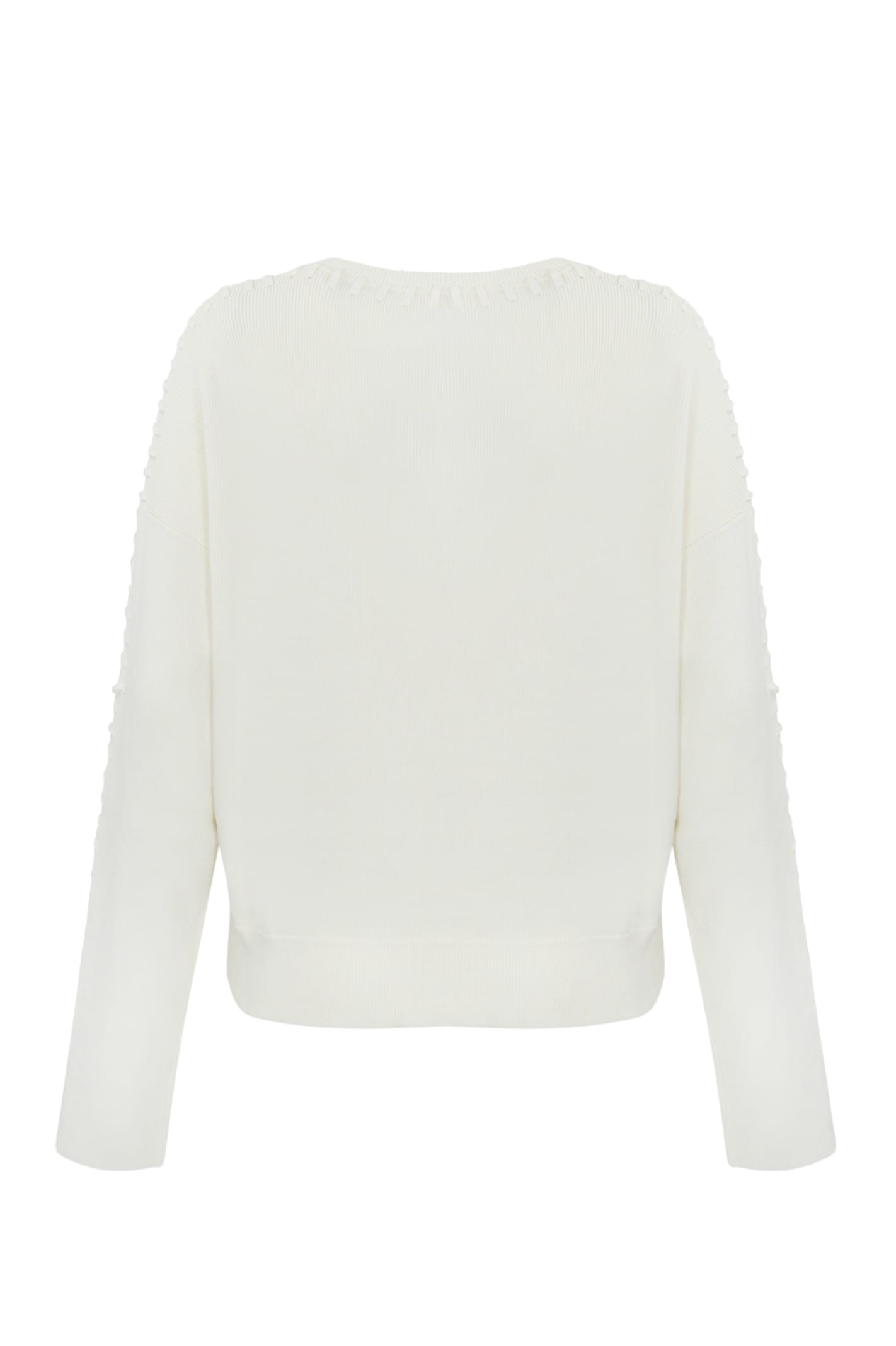 Shop Patrizia Pepe Viscose Blend Sweater With Weaving  In White