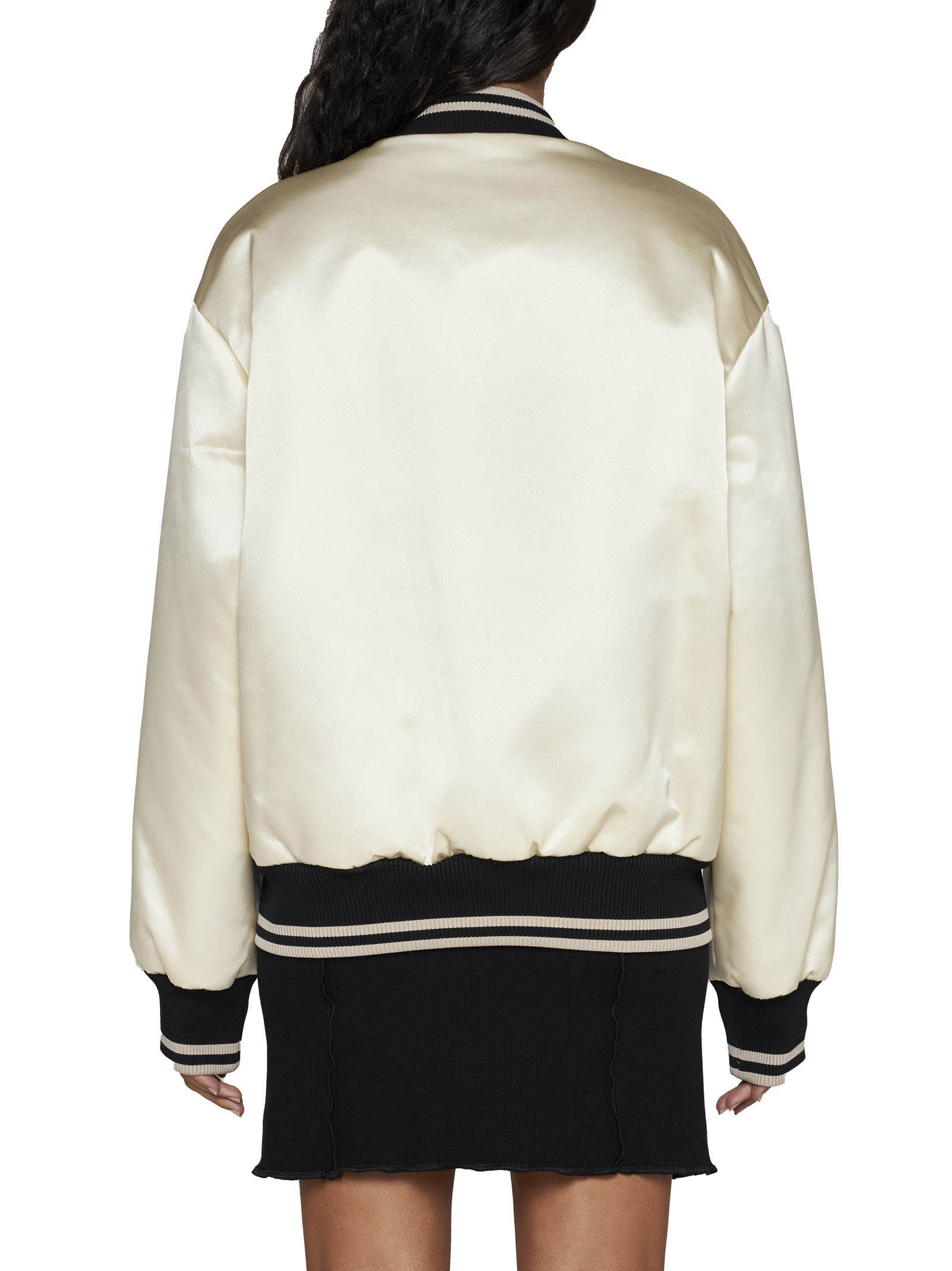 Shop Palm Angels Bomber Jacket In Beige Bla