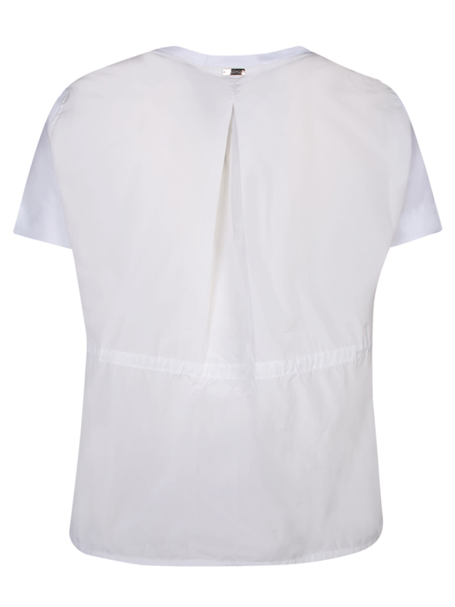 Herno White T-shirt With Drawstring And Cut-out In Cotton Woman In White