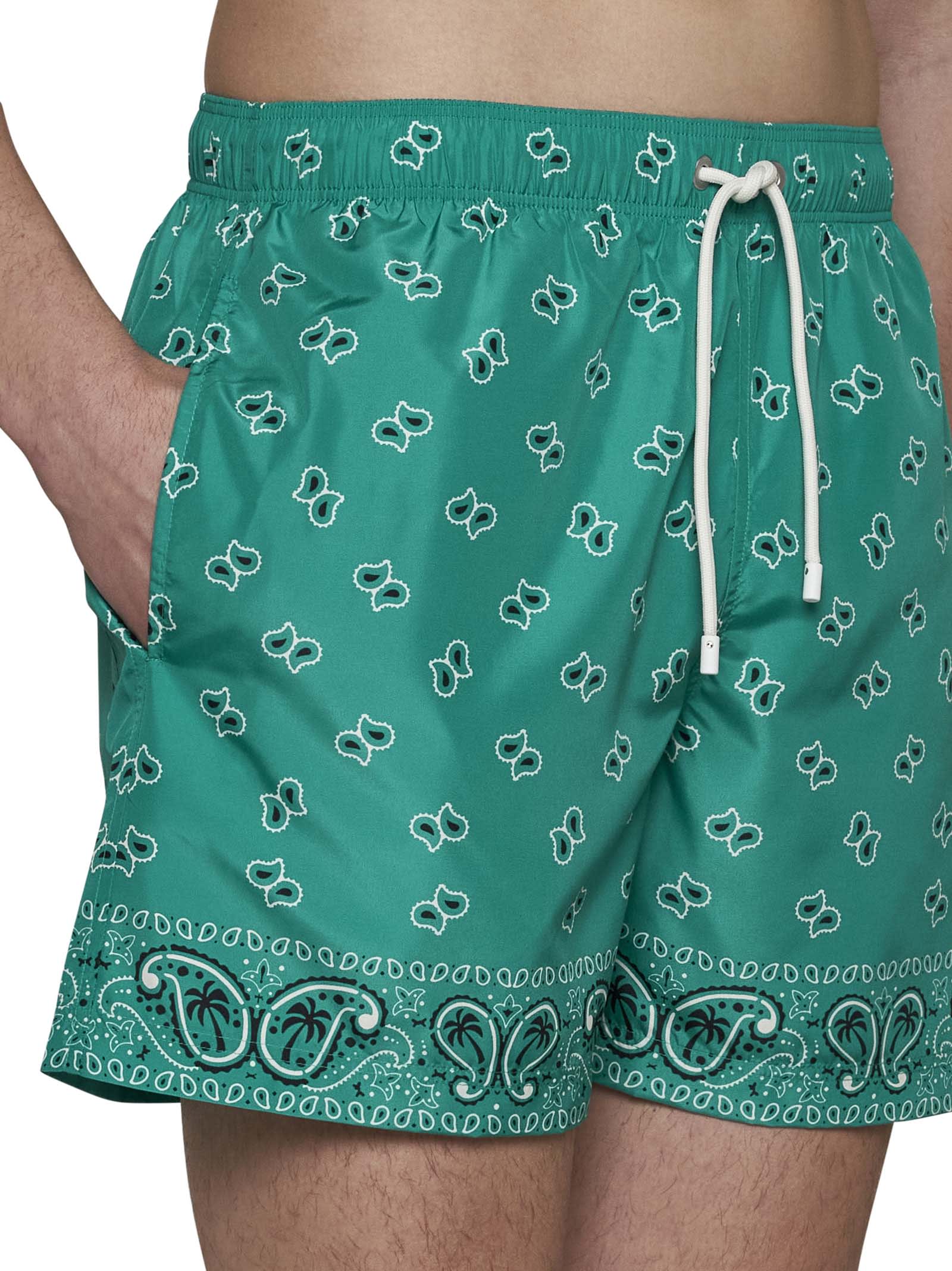 Shop Palm Angels Swimming Trunks In Green Green