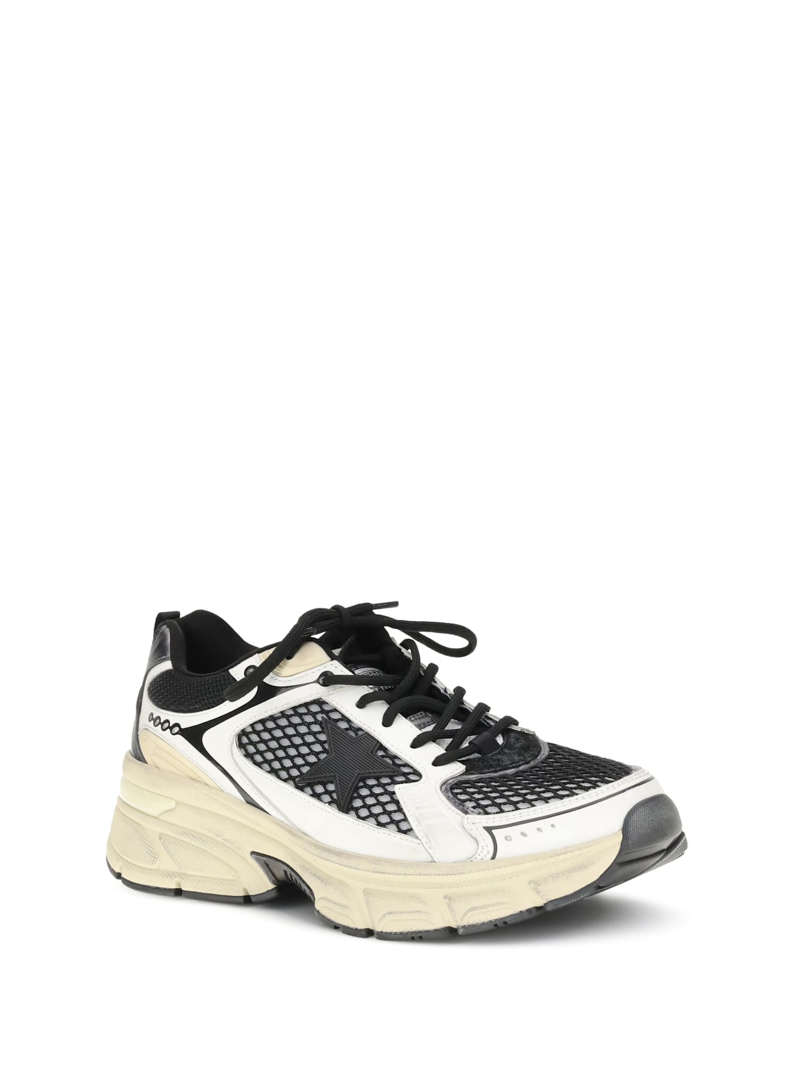 Golden Goose Leather Trainers With Mesh Panels In Multi