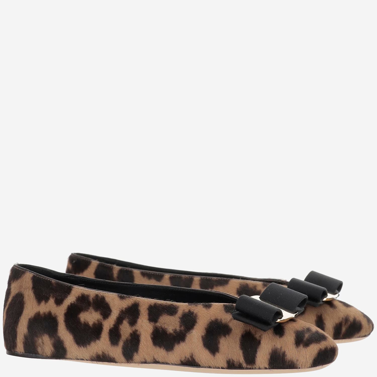 Ferragamo Vanna Leopard-print Calf Hair Ballet Flats