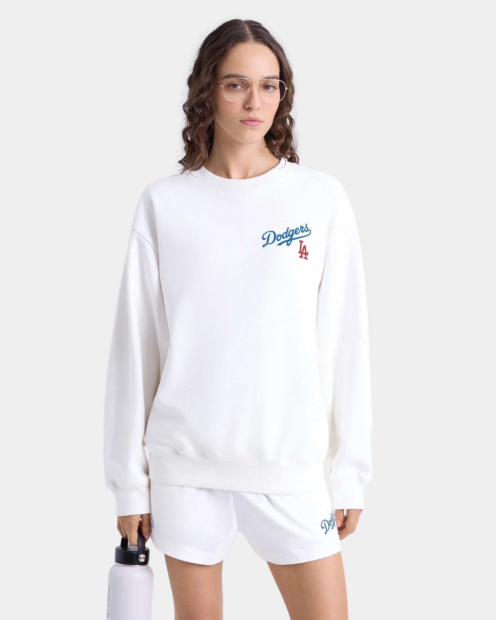 Sporty &amp; Rich Dodgers Serif Crewneck In White