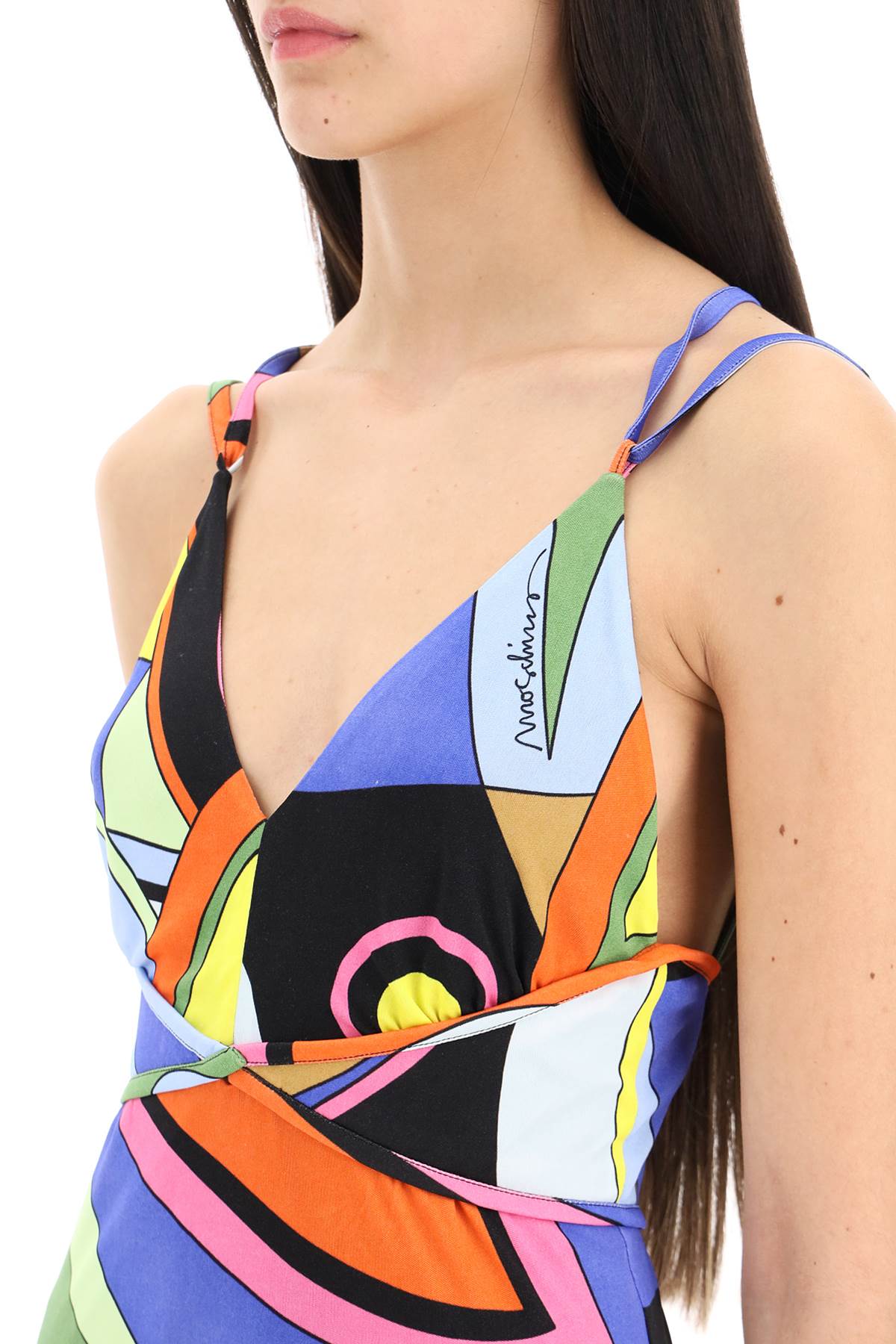 Shop Moschino Multicolor Printed Jersey Maxi Dress In Fantasia Variante Unica