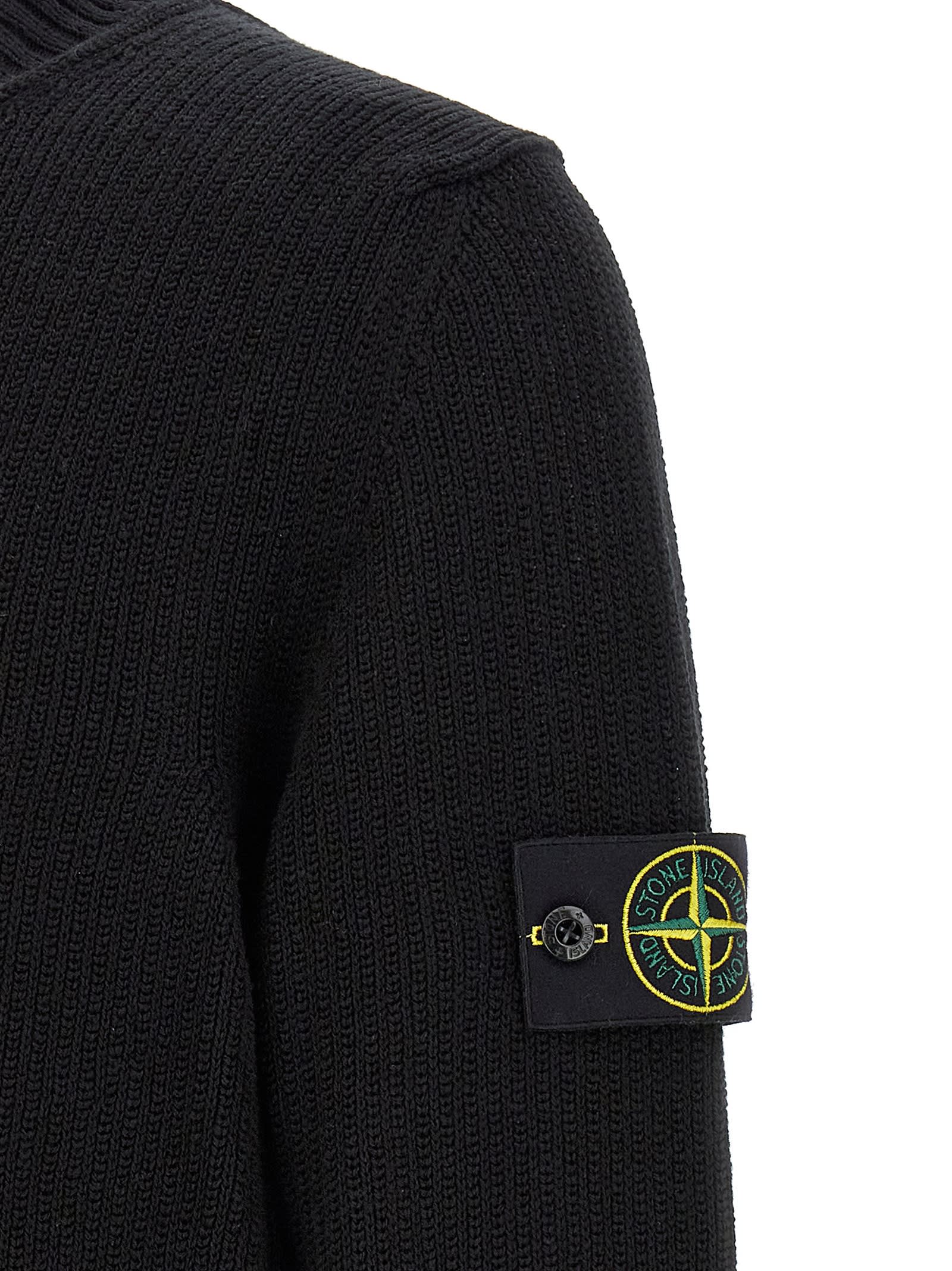 Shop Stone Island Logo Badge Sweater In Black