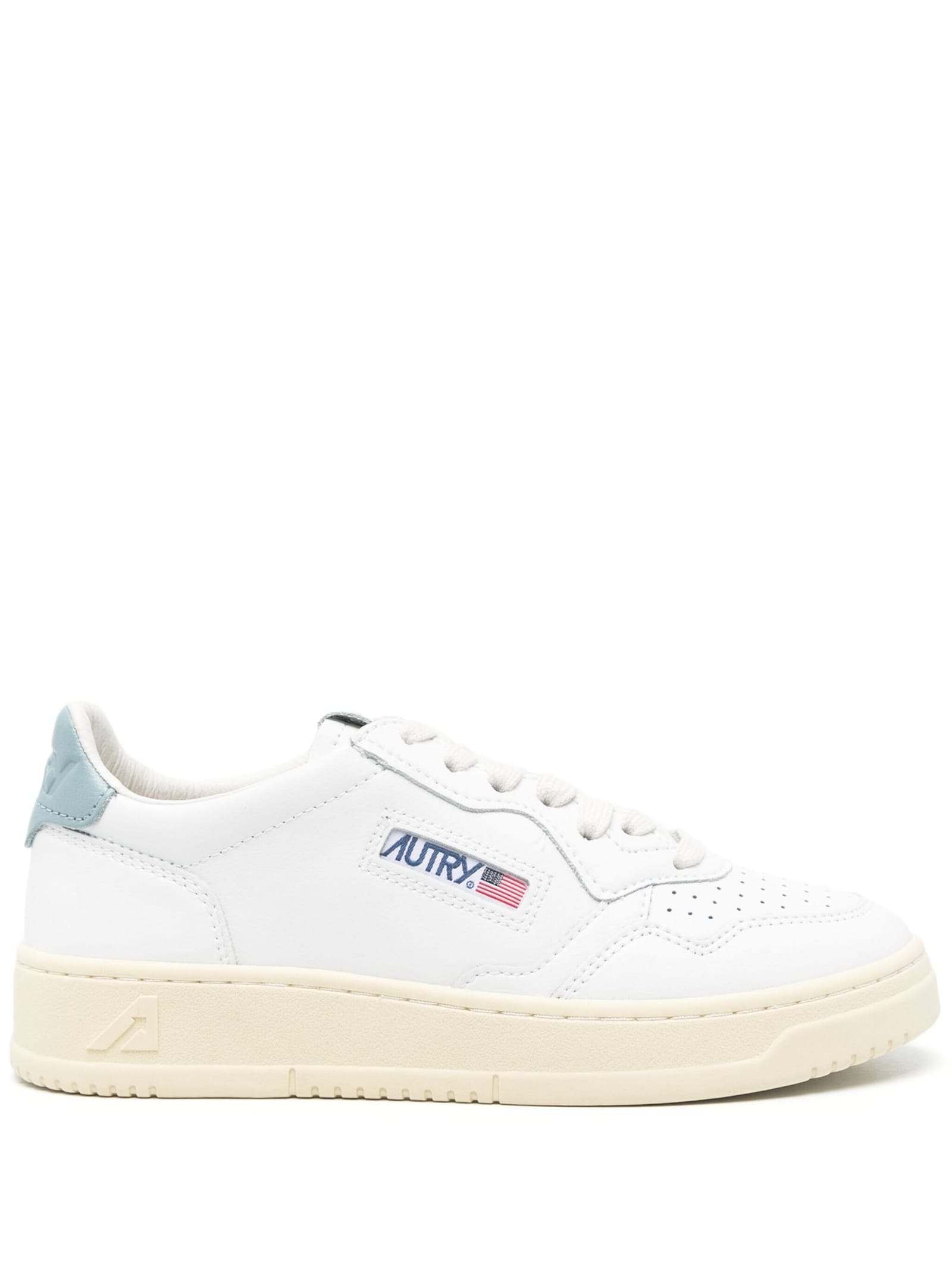 Medalist Low Sneakers In White And Silver Blue Leather