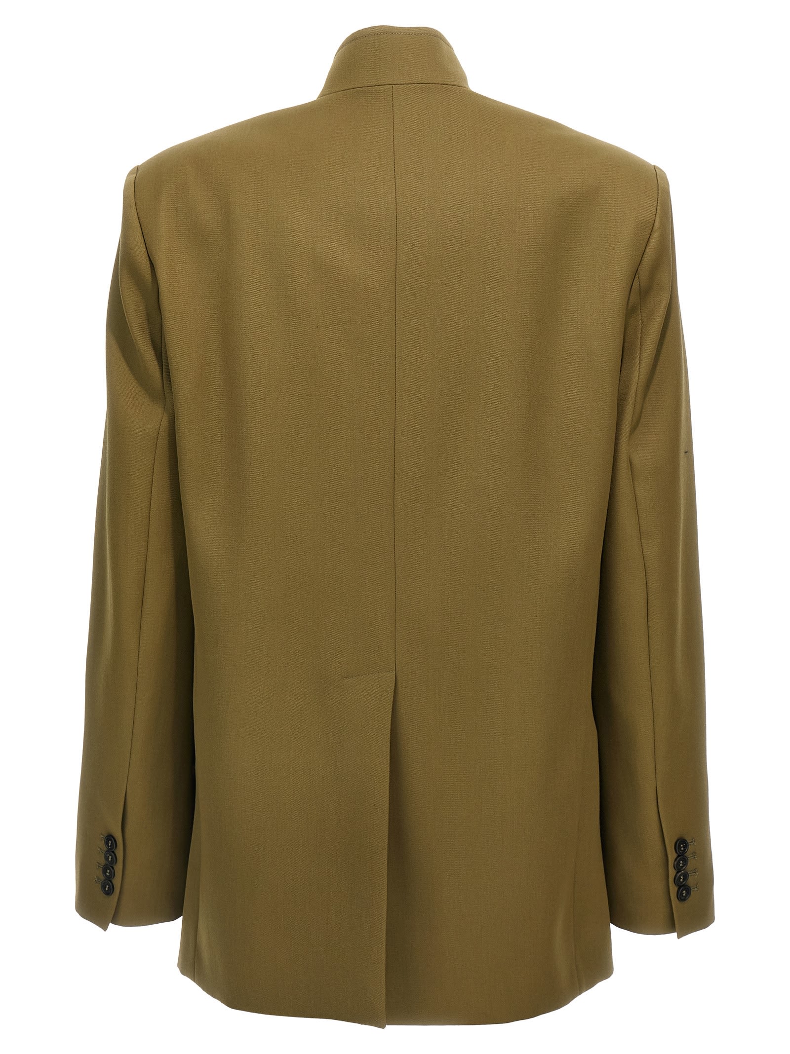 Attico Green Jacket With Asymmetric Closure On The Front In Brown