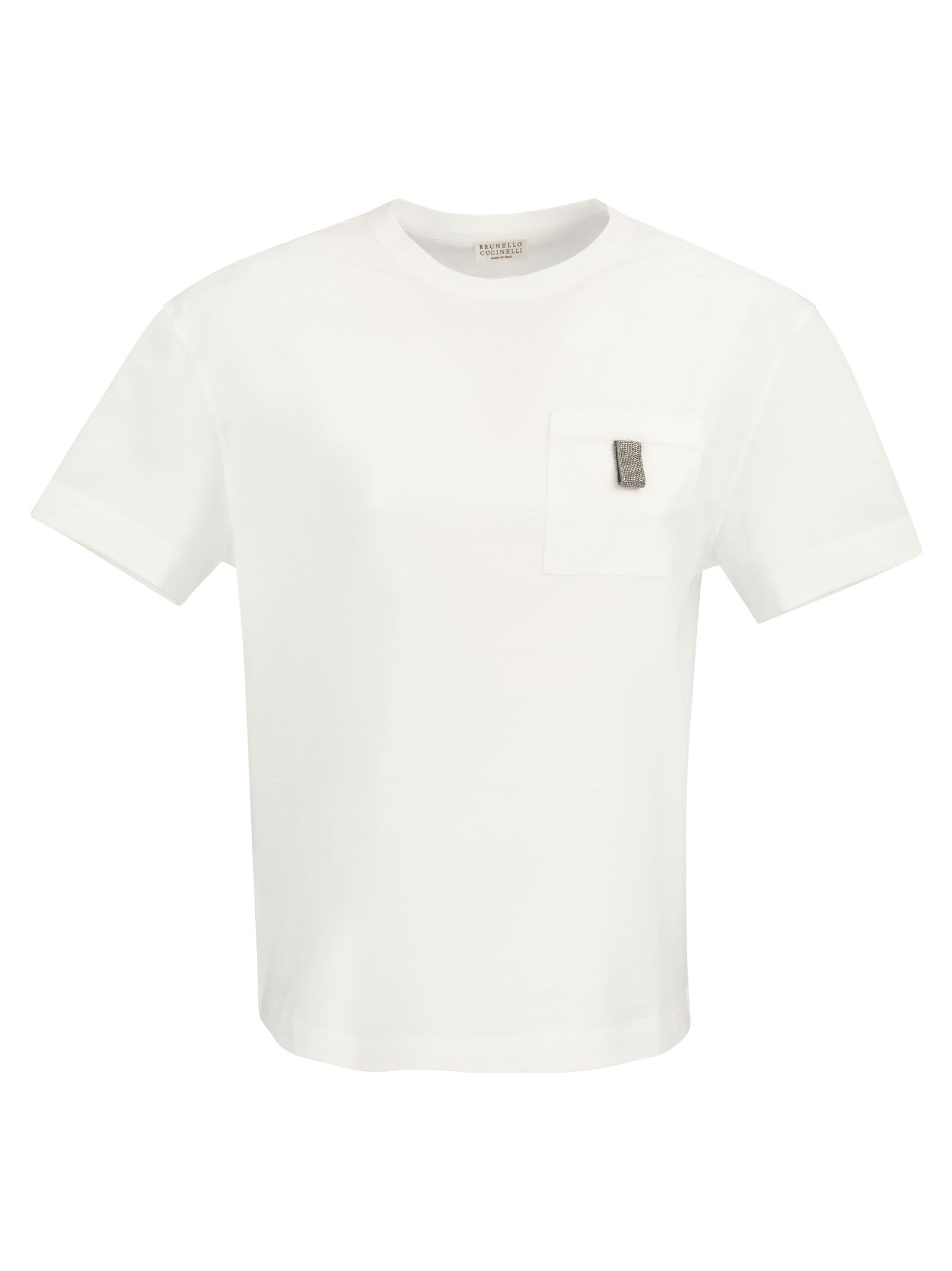 Brunello Cucinelli Cotton Jersey T-shirt With Monile Detailing
