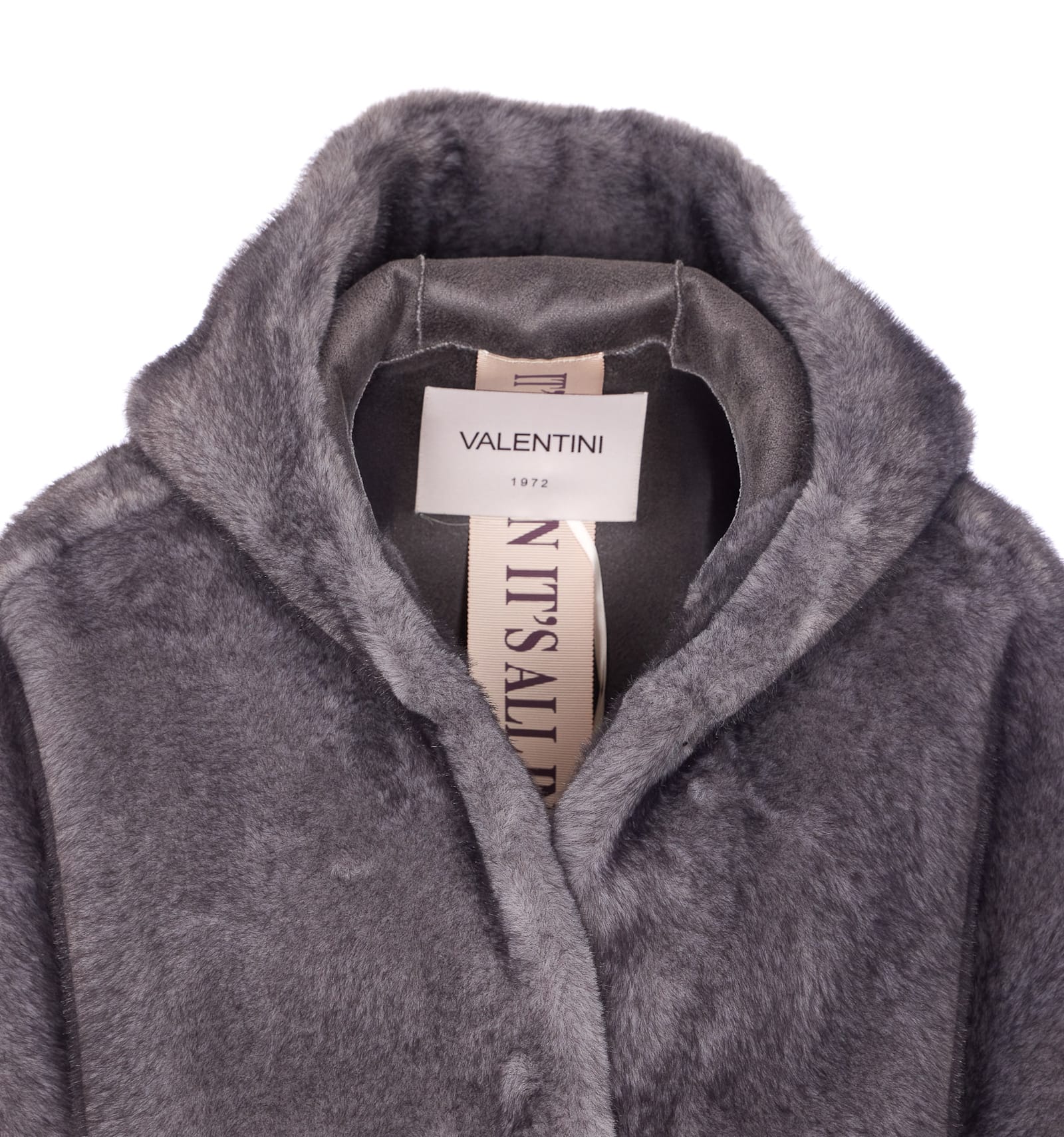 Valentini 1972 Short Ecofur Parka With Fixed Hood In Gray