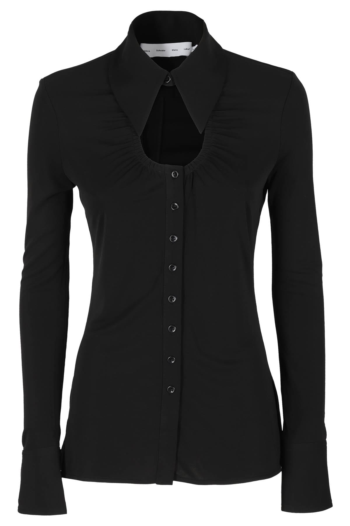 Proenza Schouler White Label Long Sleeve Jersey Button-up Top