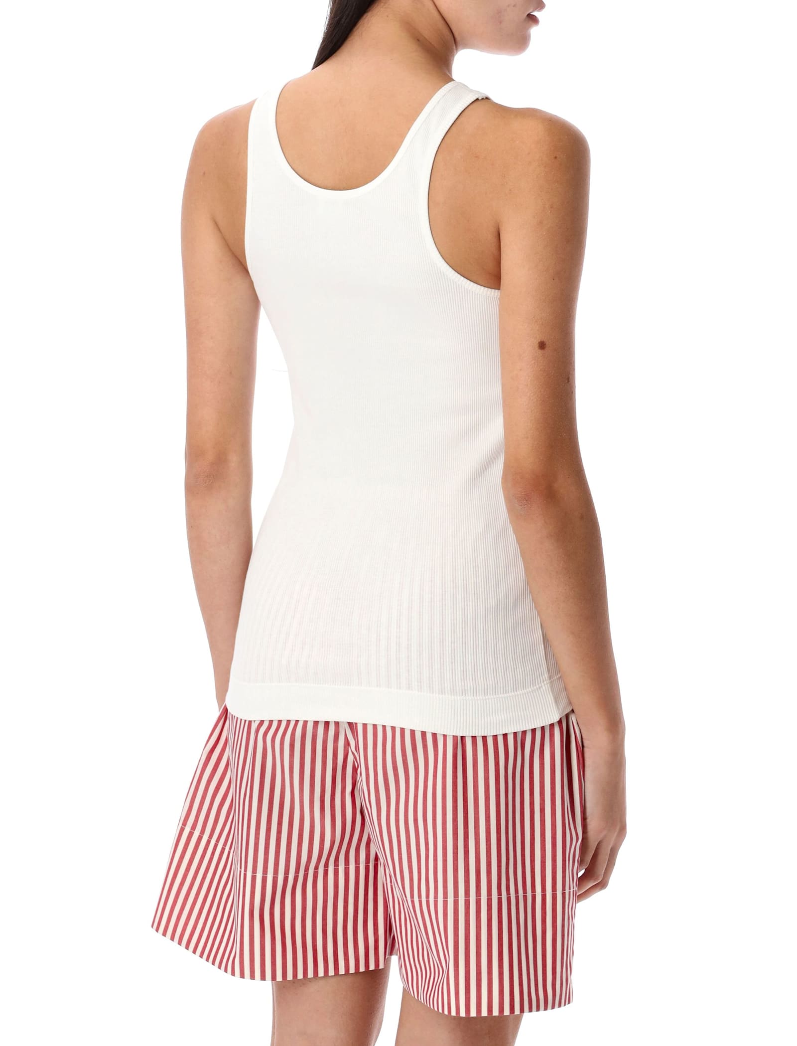 By Malene Birger Ribbed Scoop Neck Sleeveless Tank In Soft White