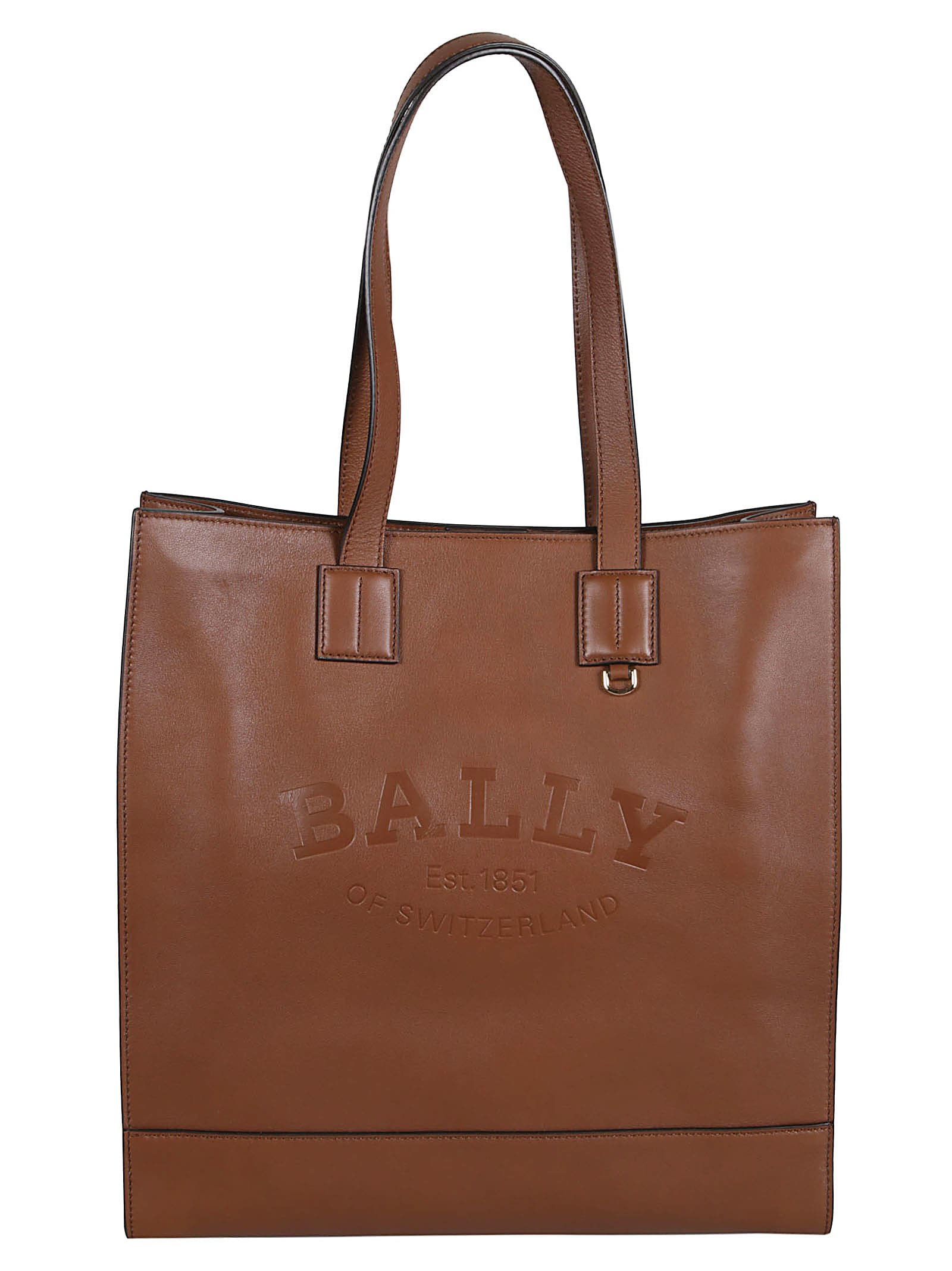 Bally Logo Engraved Tote In Cuoio