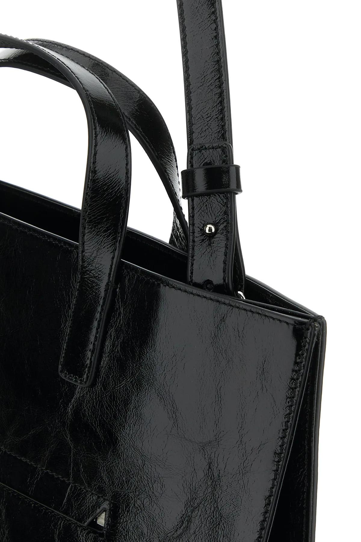 Shop Courrèges Black Leather Heritage Shopping Bag