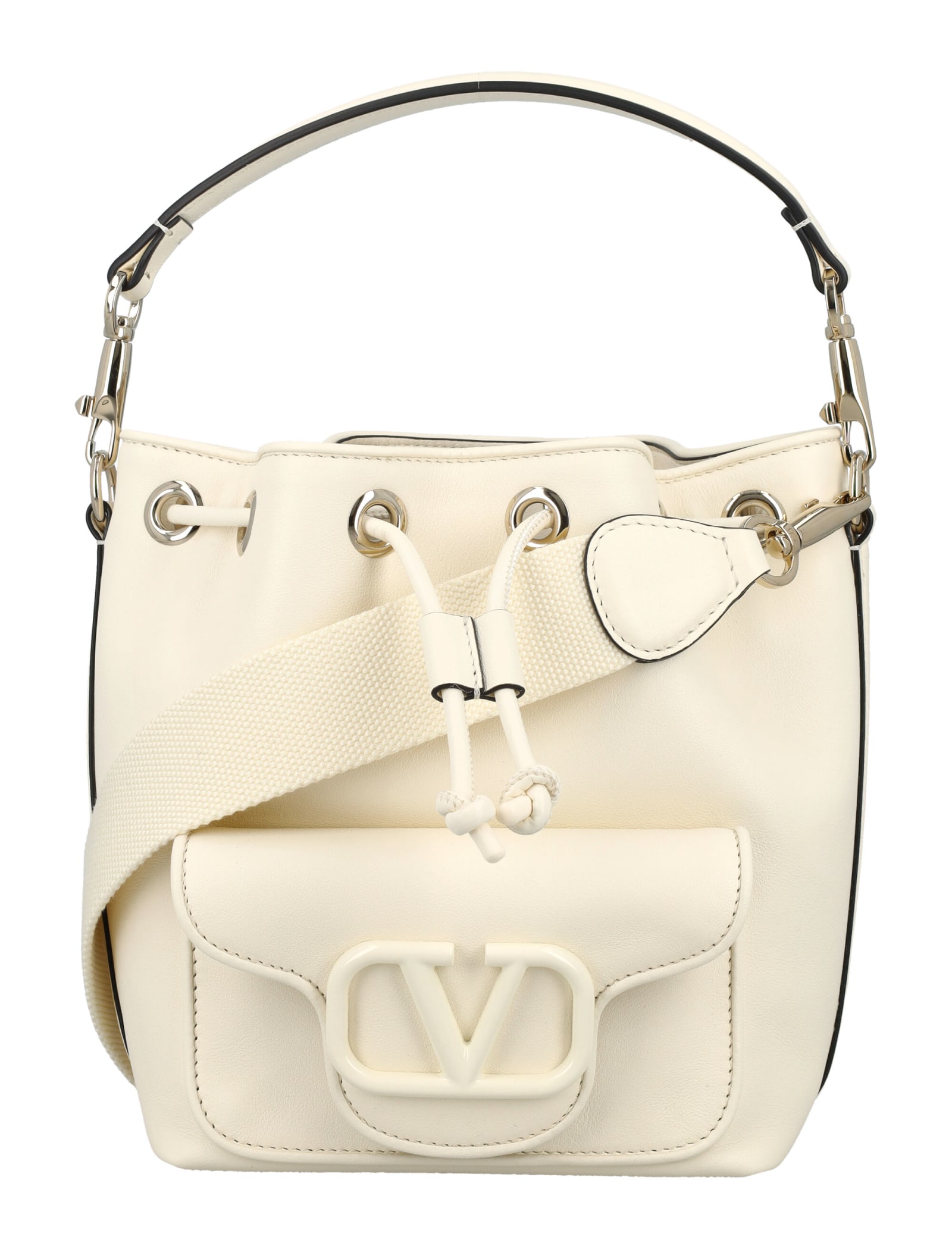Shop Valentino Locò Bucket Bag In White