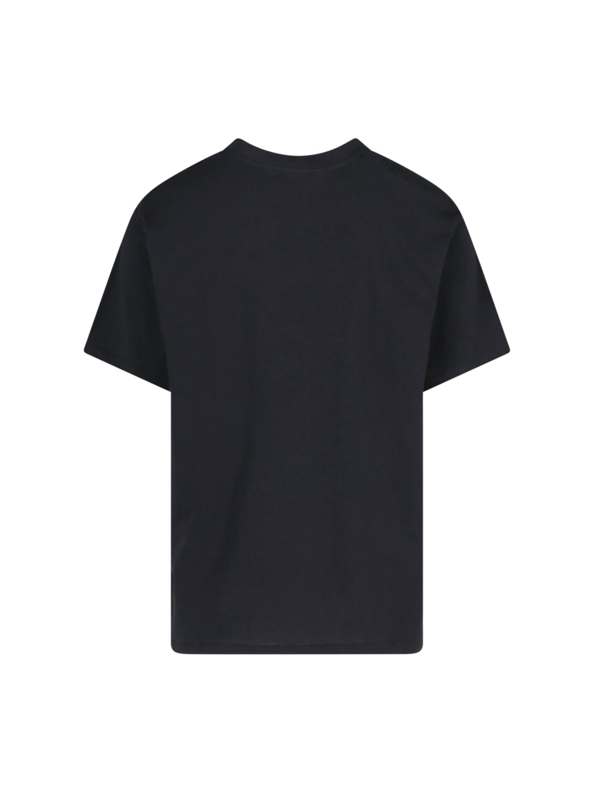 Balmain Black Cotton Crewneck T-shirt With Logo In Noir/blanc
