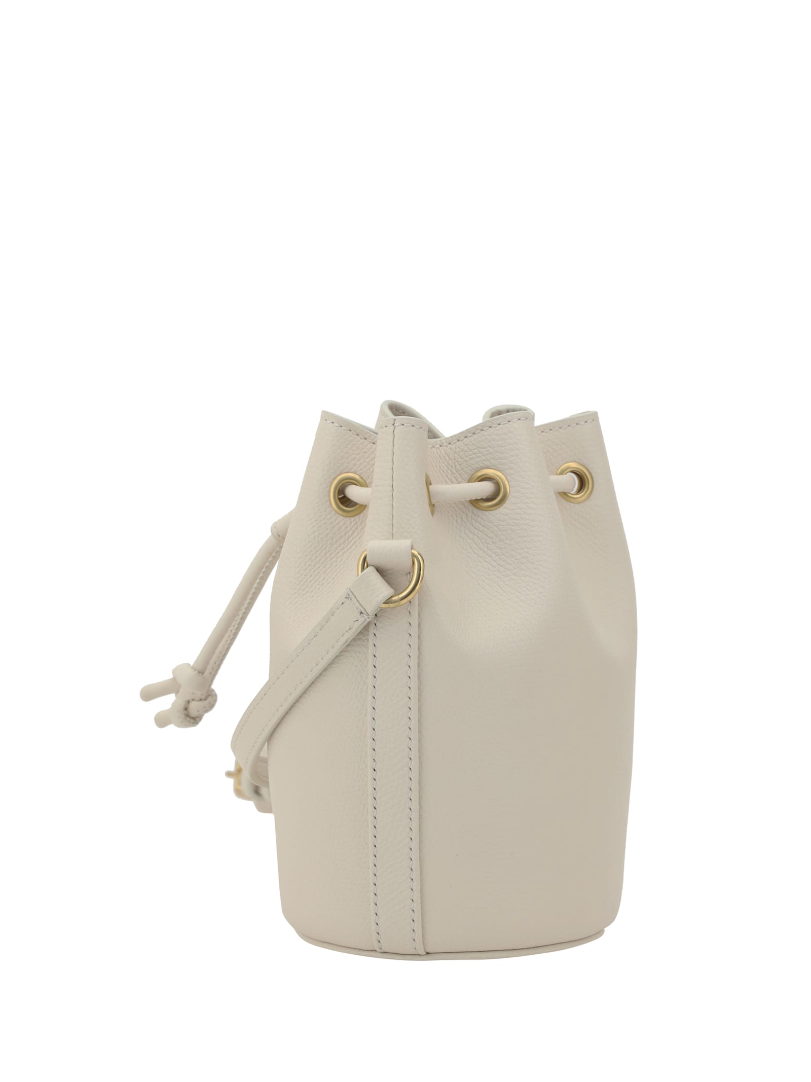 Valentino Mini Vlogo Drawstring Bucket Bag In White