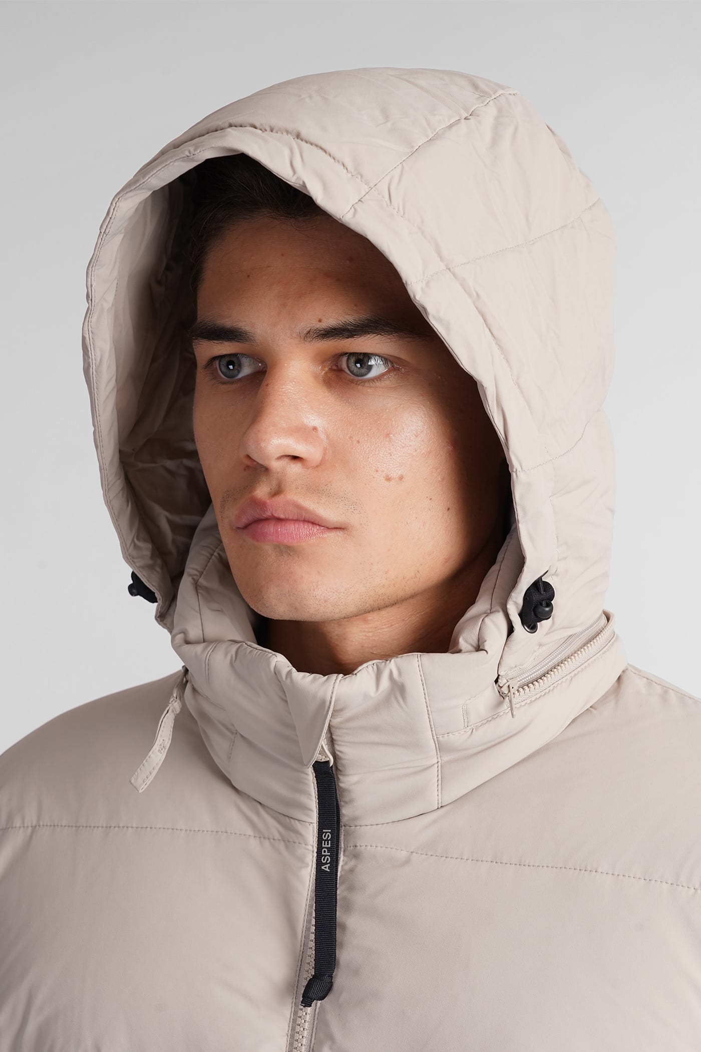 Shop Aspesi Pocoelastico Re Puffer In Beige Polyamide