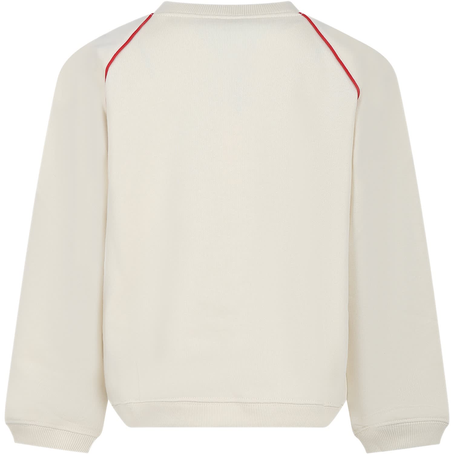 Shop Gucci Ivory Sweatshirt For Girl With Logo