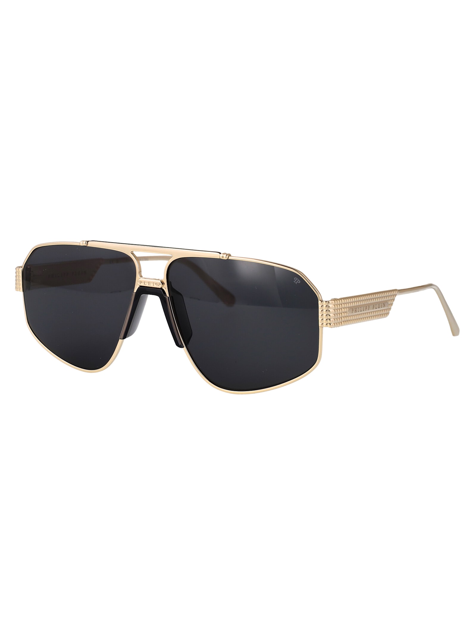 Philipp Plein Plein Rock Superhero Sunglasses In Pale Gold Black